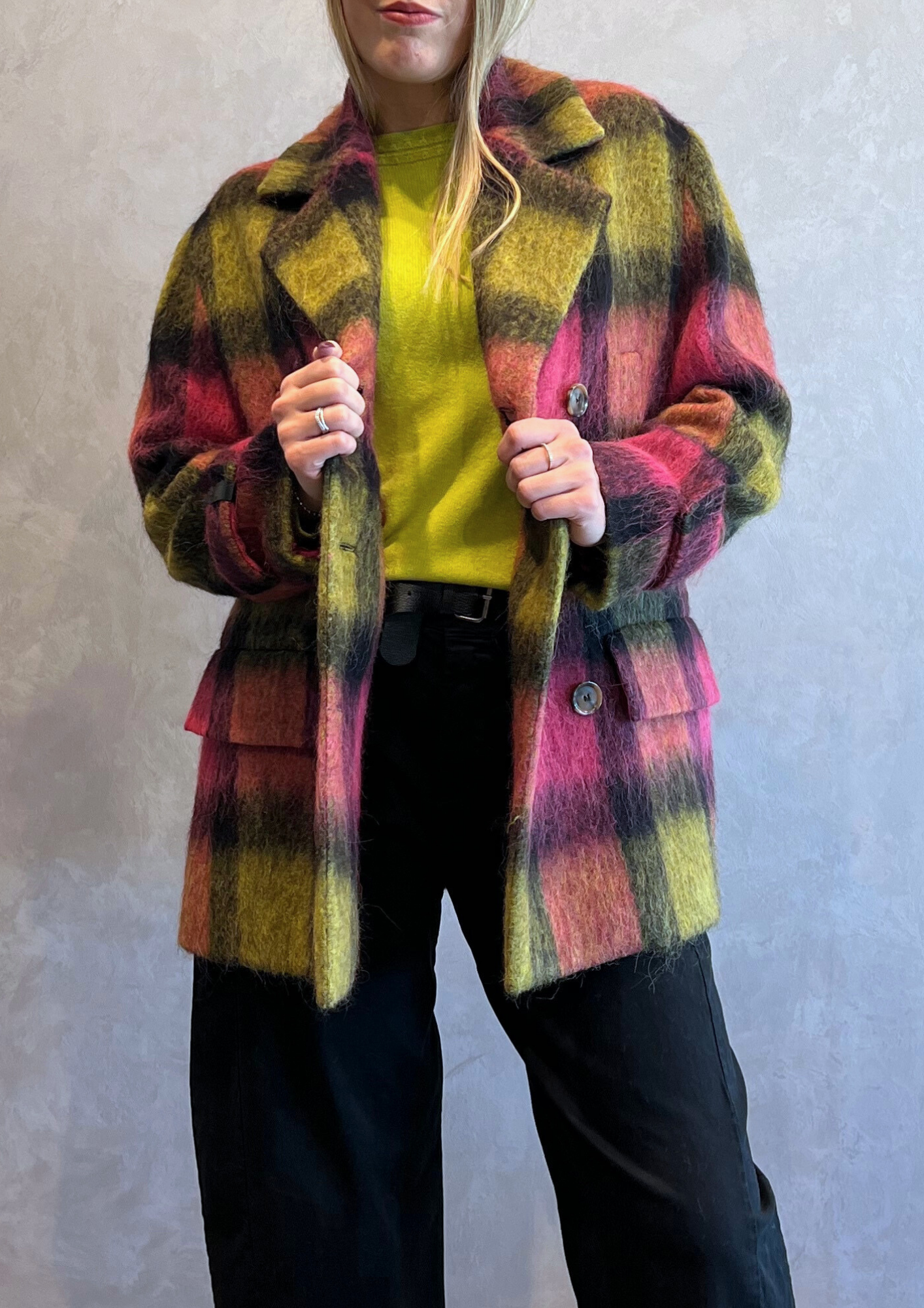 Cappotto misto lana alpaca a quadri