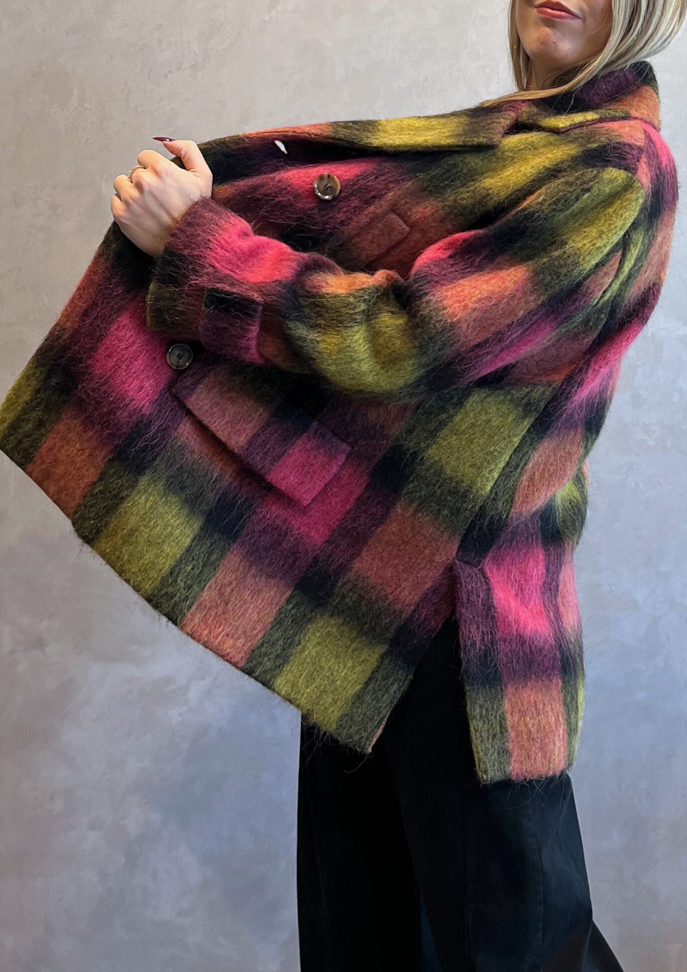 Cappotto misto lana alpaca a quadri