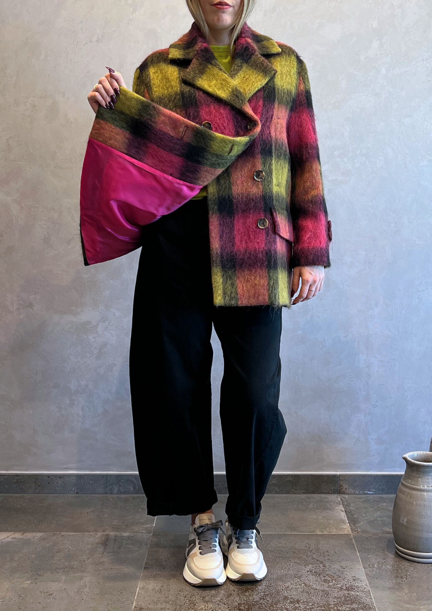 Cappotto misto lana alpaca a quadri