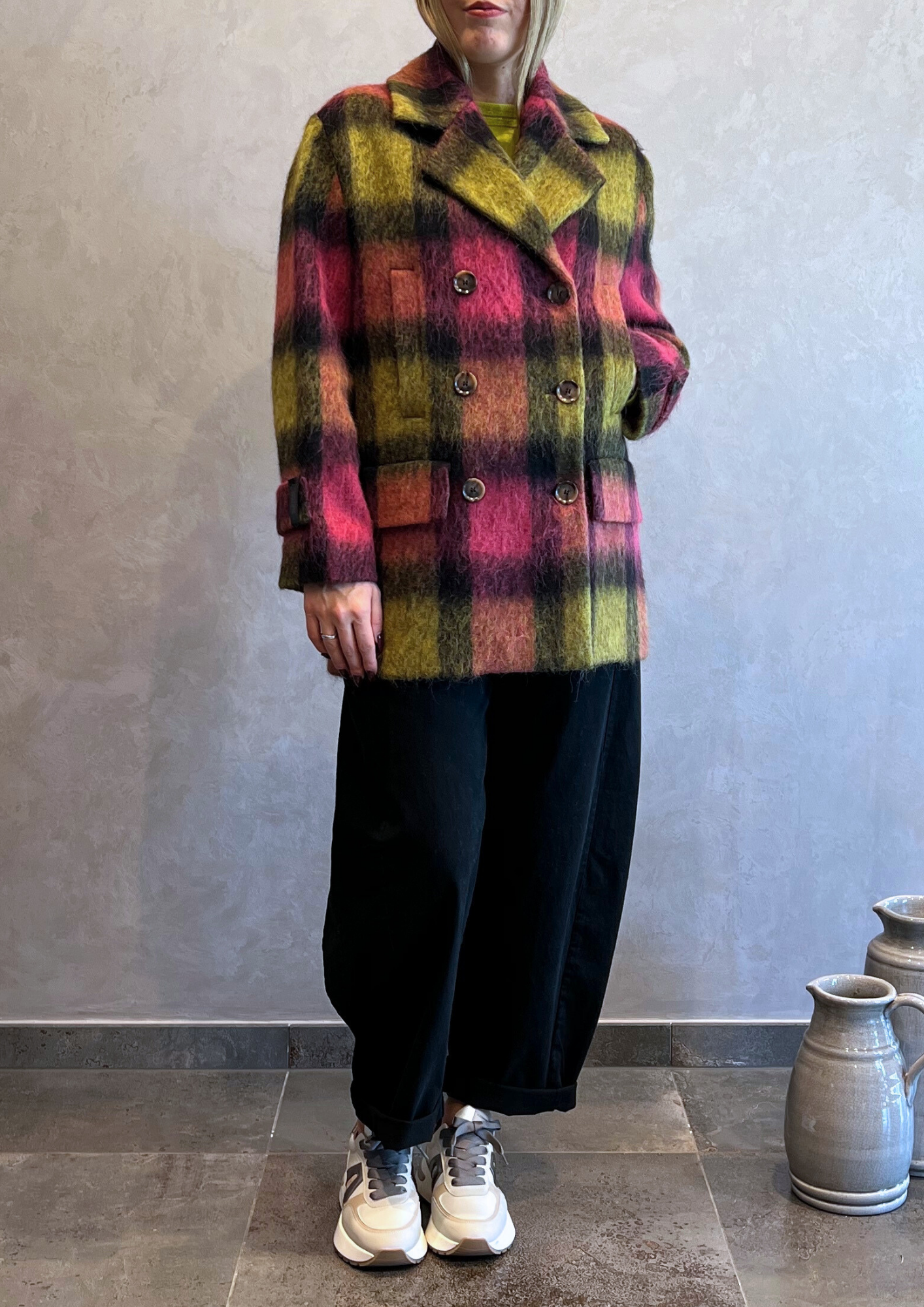 Cappotto misto lana alpaca a quadri