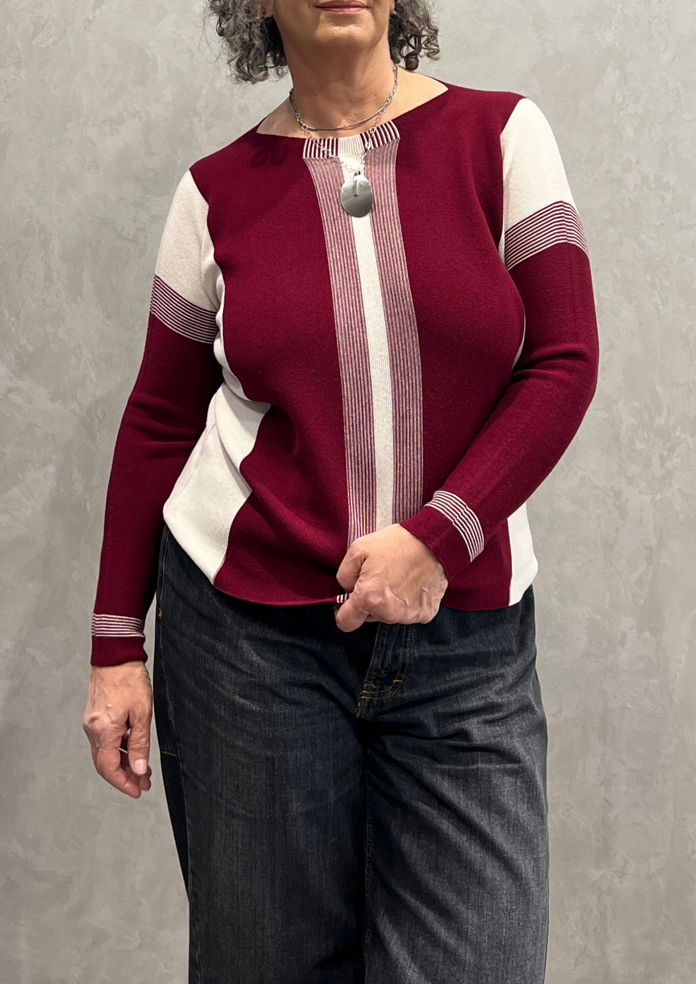 Maglia in pura lana vergine righe mix