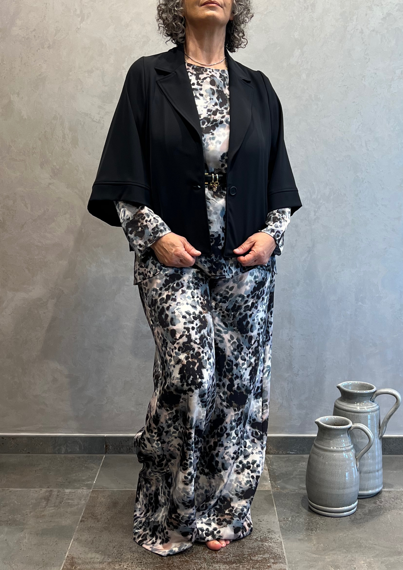 Pantalone over palazzo in fantasia animalier