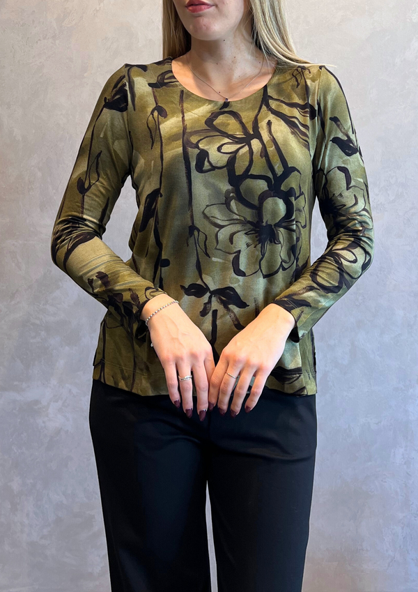 T-shirt in jersey di viscosa fantasia