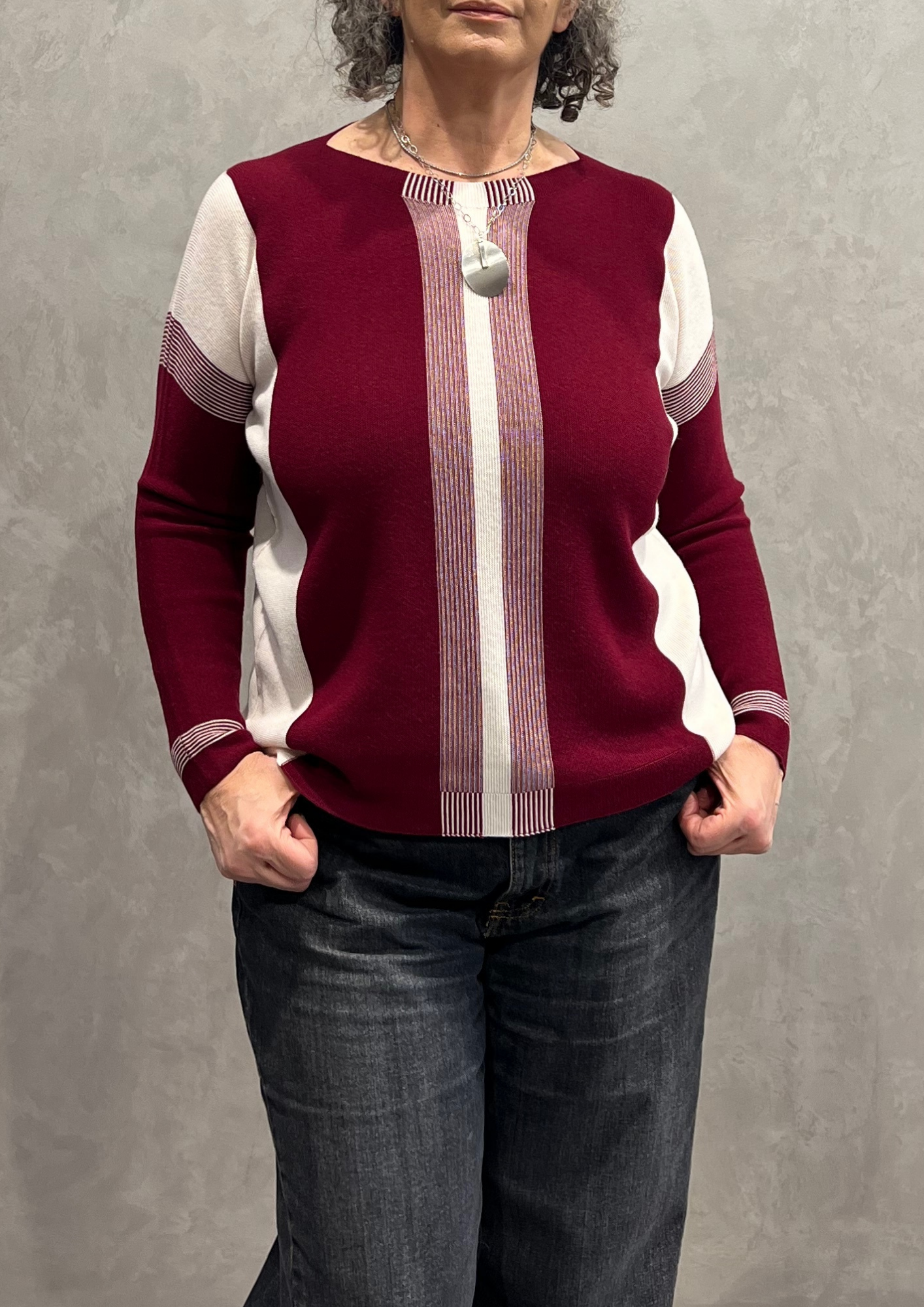 Maglia in pura lana vergine righe mix