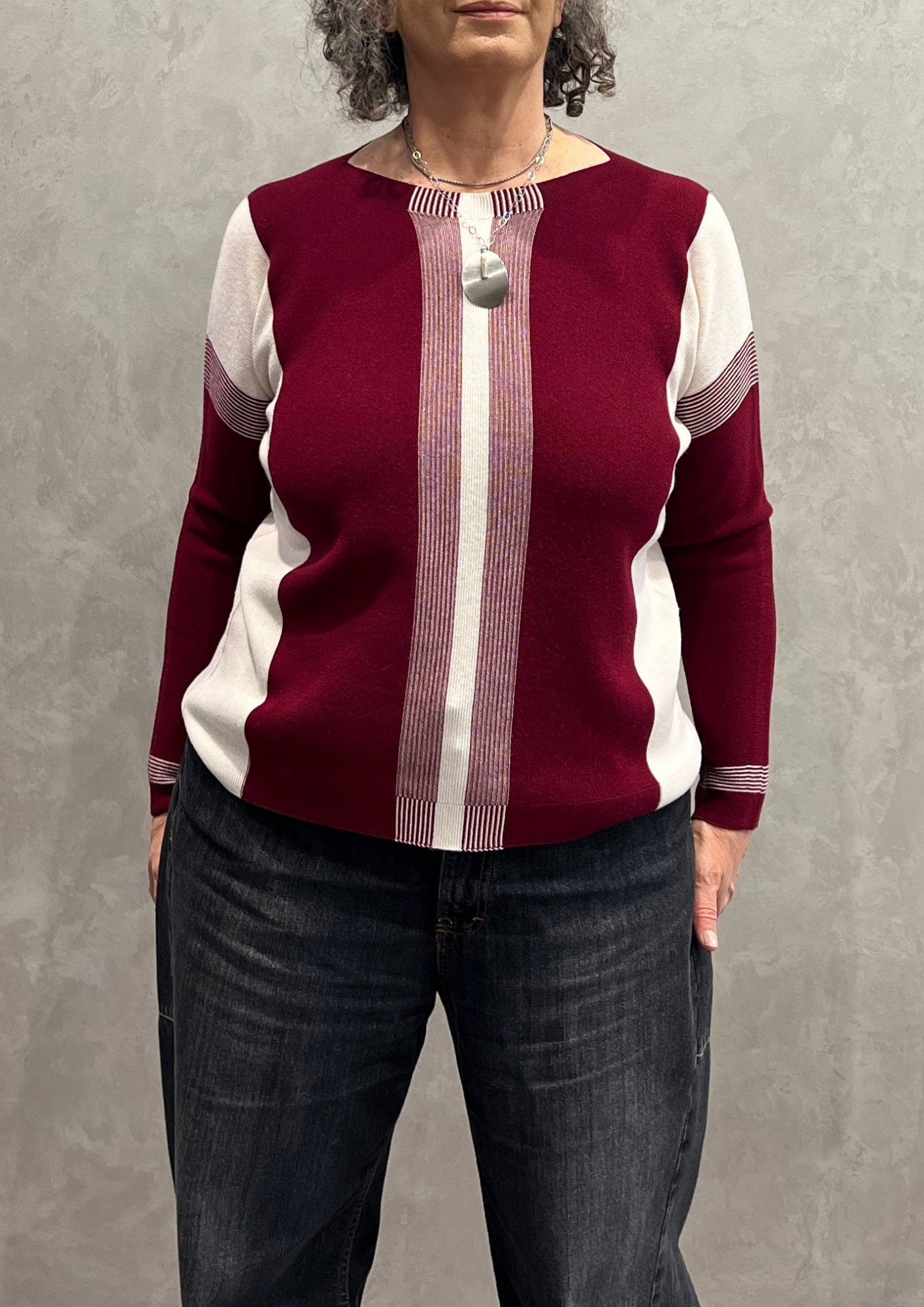 Maglia in pura lana vergine righe mix