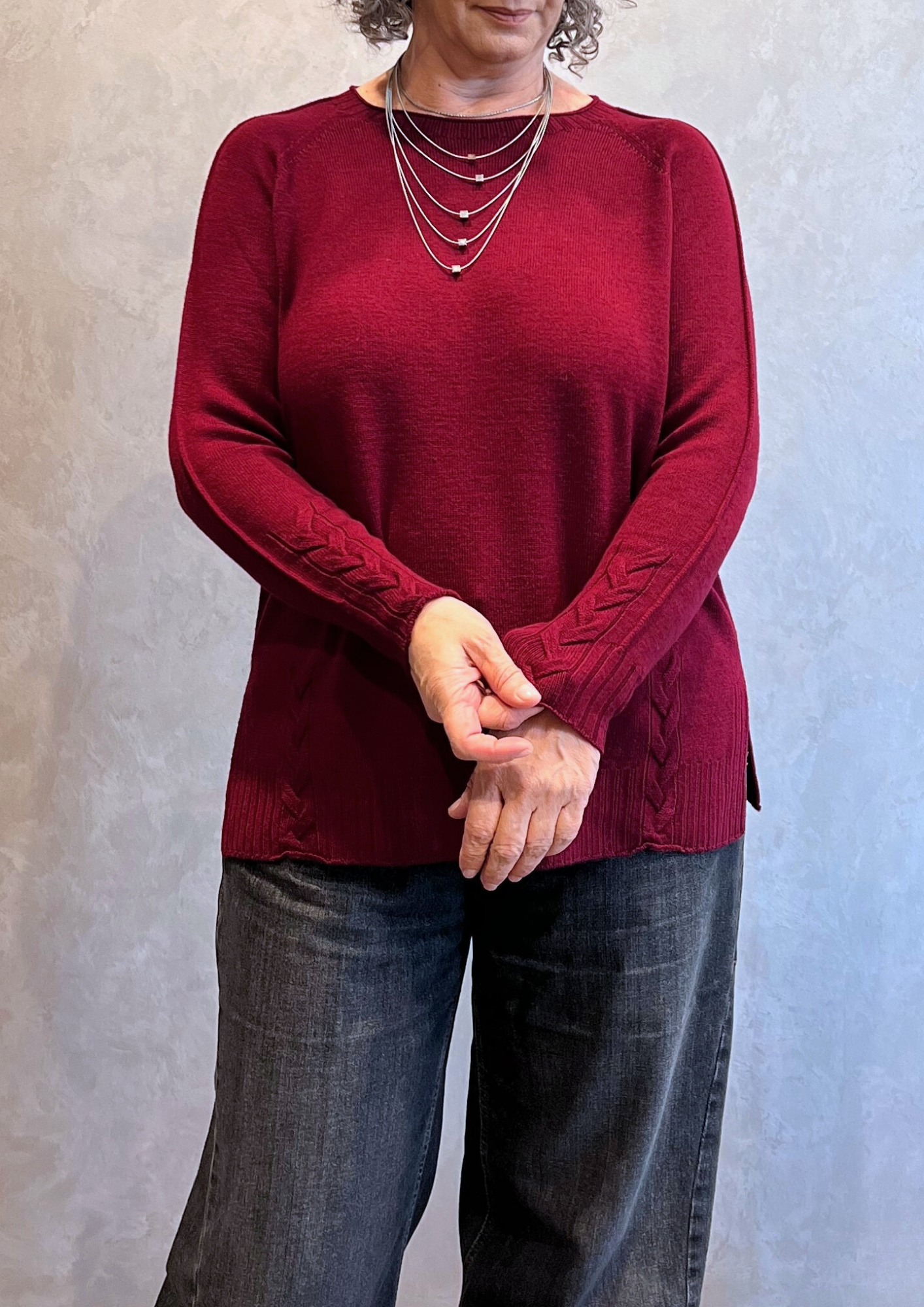 Maglia over in pura lana vergine dettaglio treccia