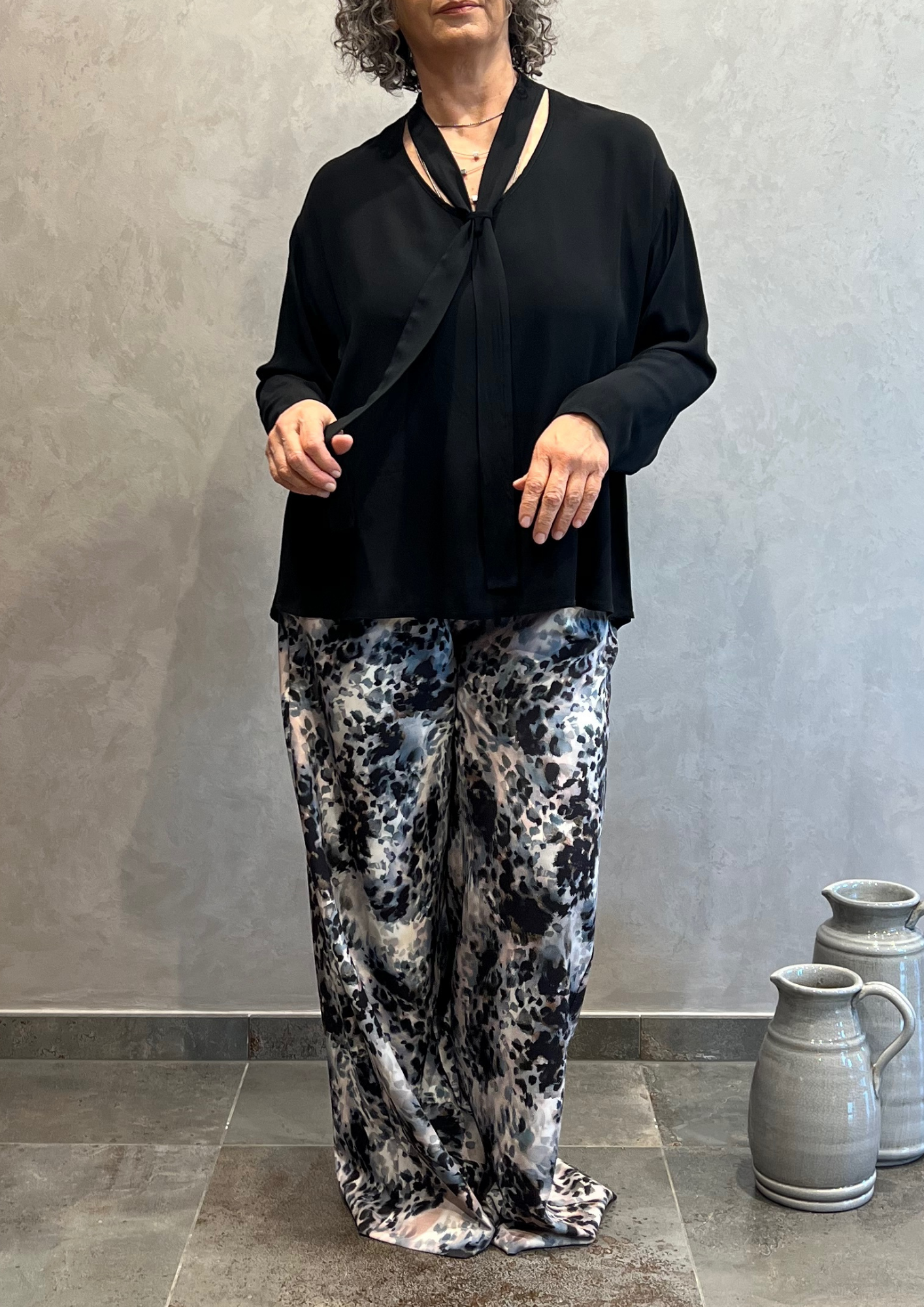 Pantalone over palazzo in fantasia animalier