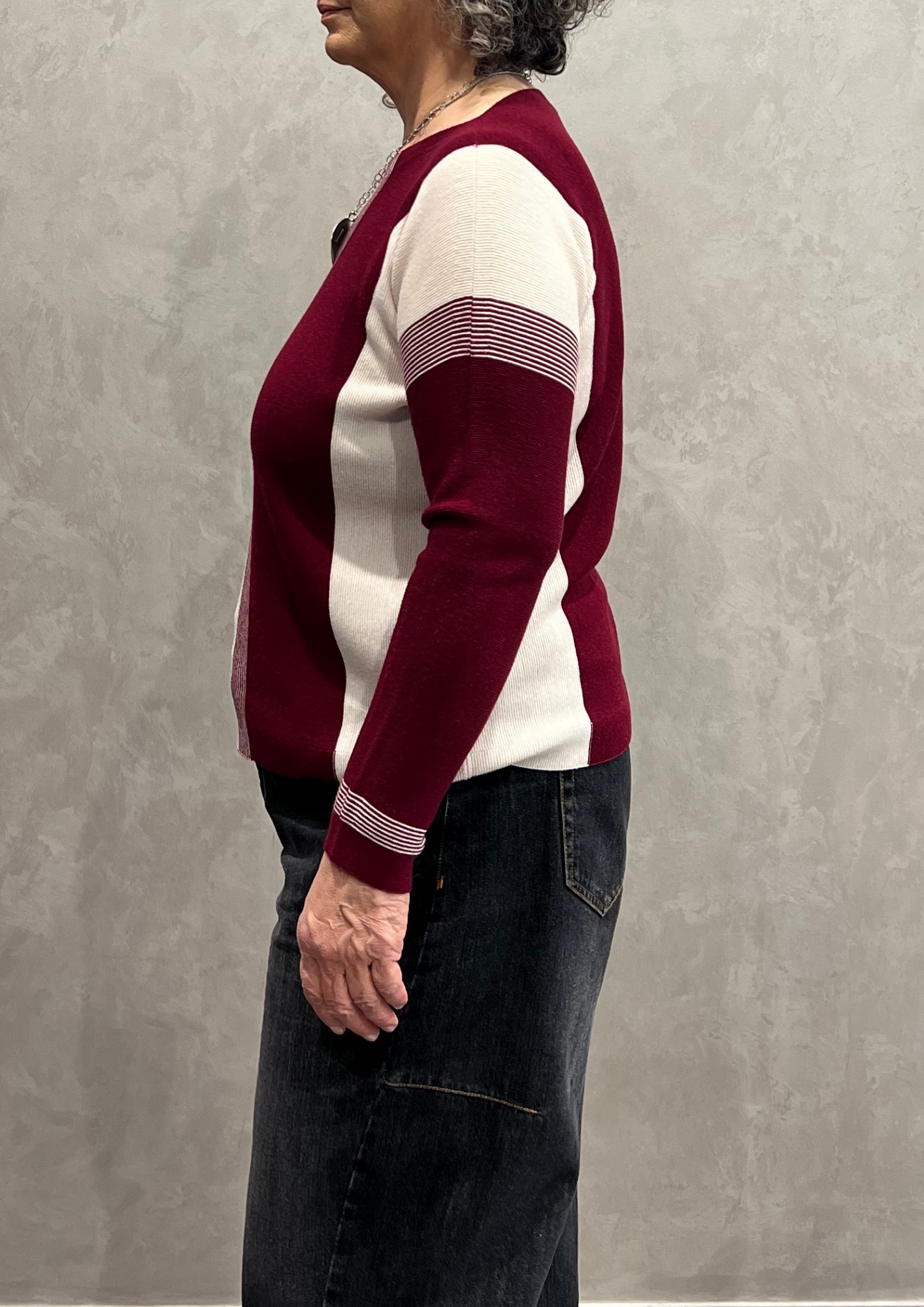 Maglia in pura lana vergine righe mix