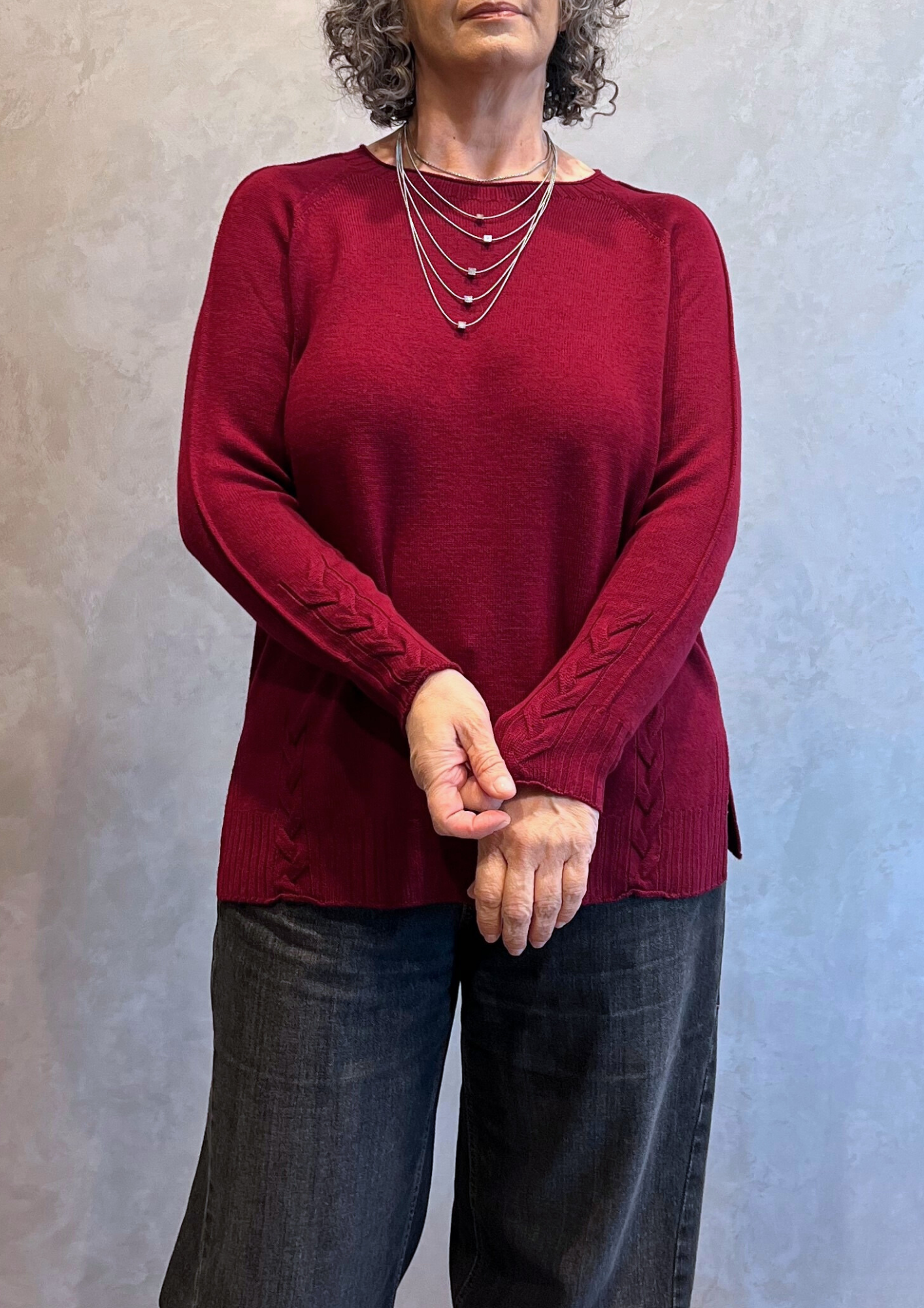 Maglia over in pura lana vergine dettaglio treccia