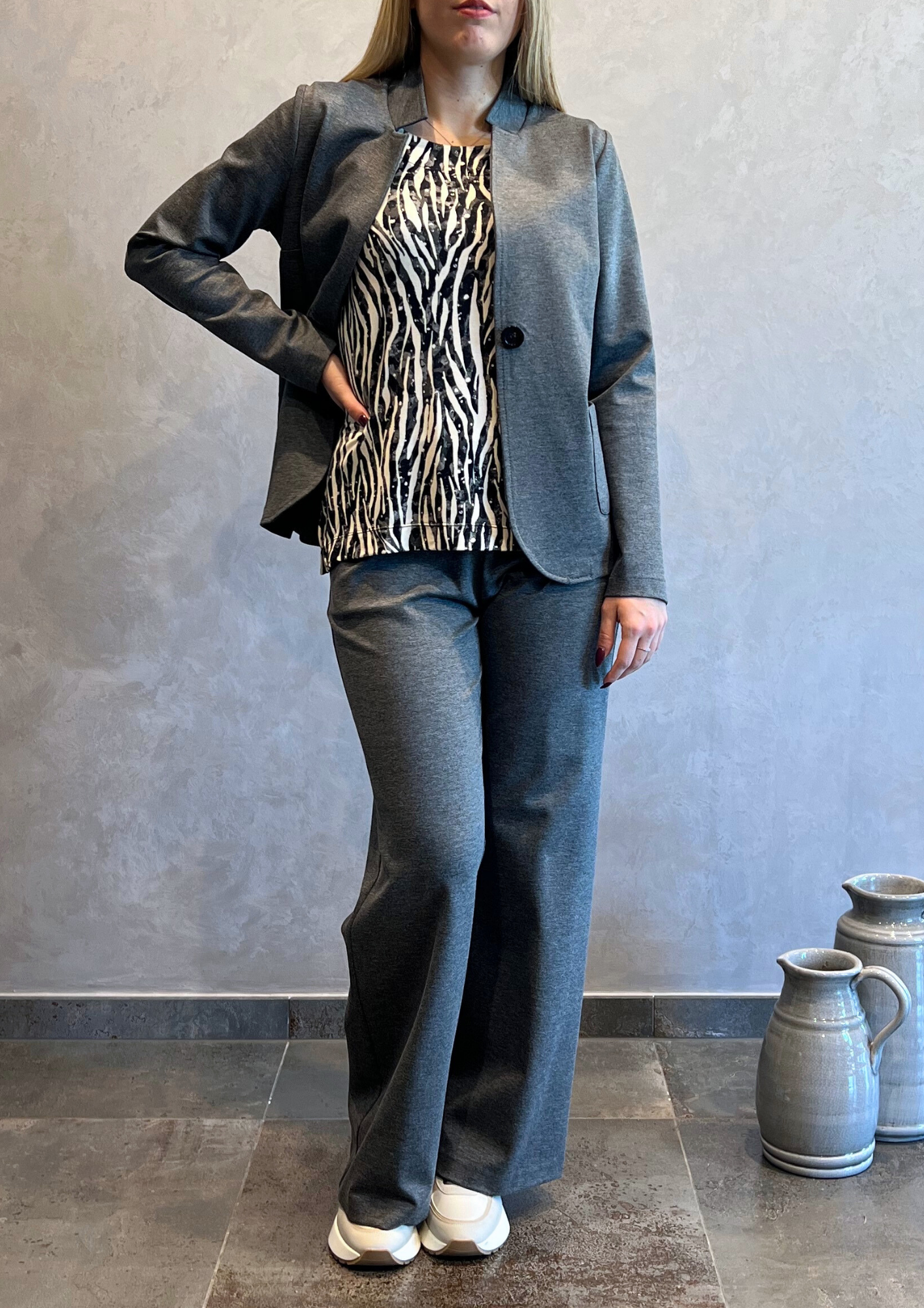 Pantalone dritto in Punto Milano mélange