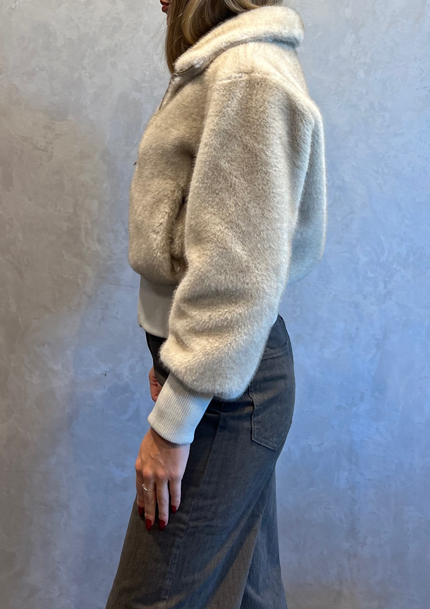 Ecopelliccia bomber morbida con zip