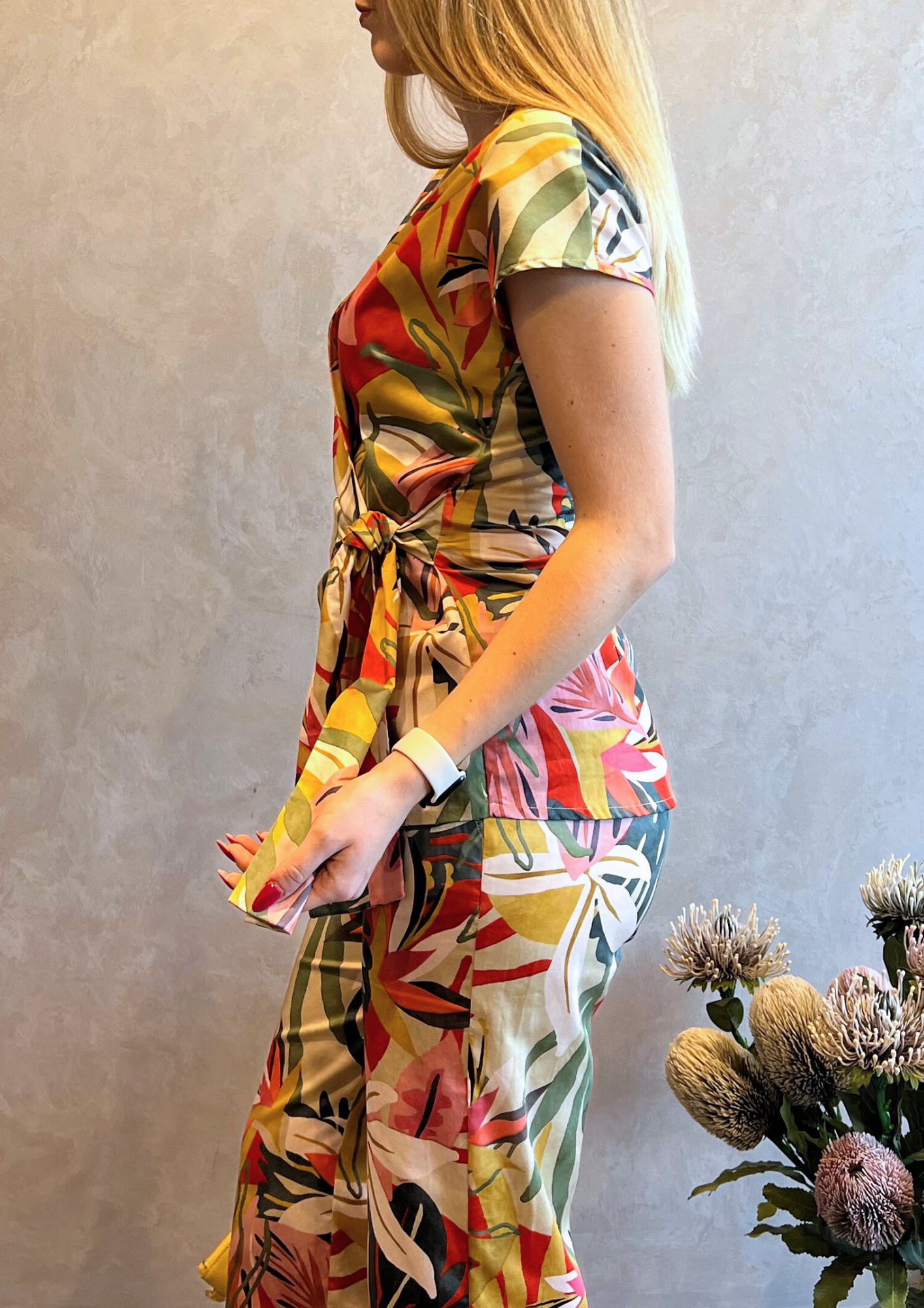Blusa 100% cotone a portafoglio in fantasia
