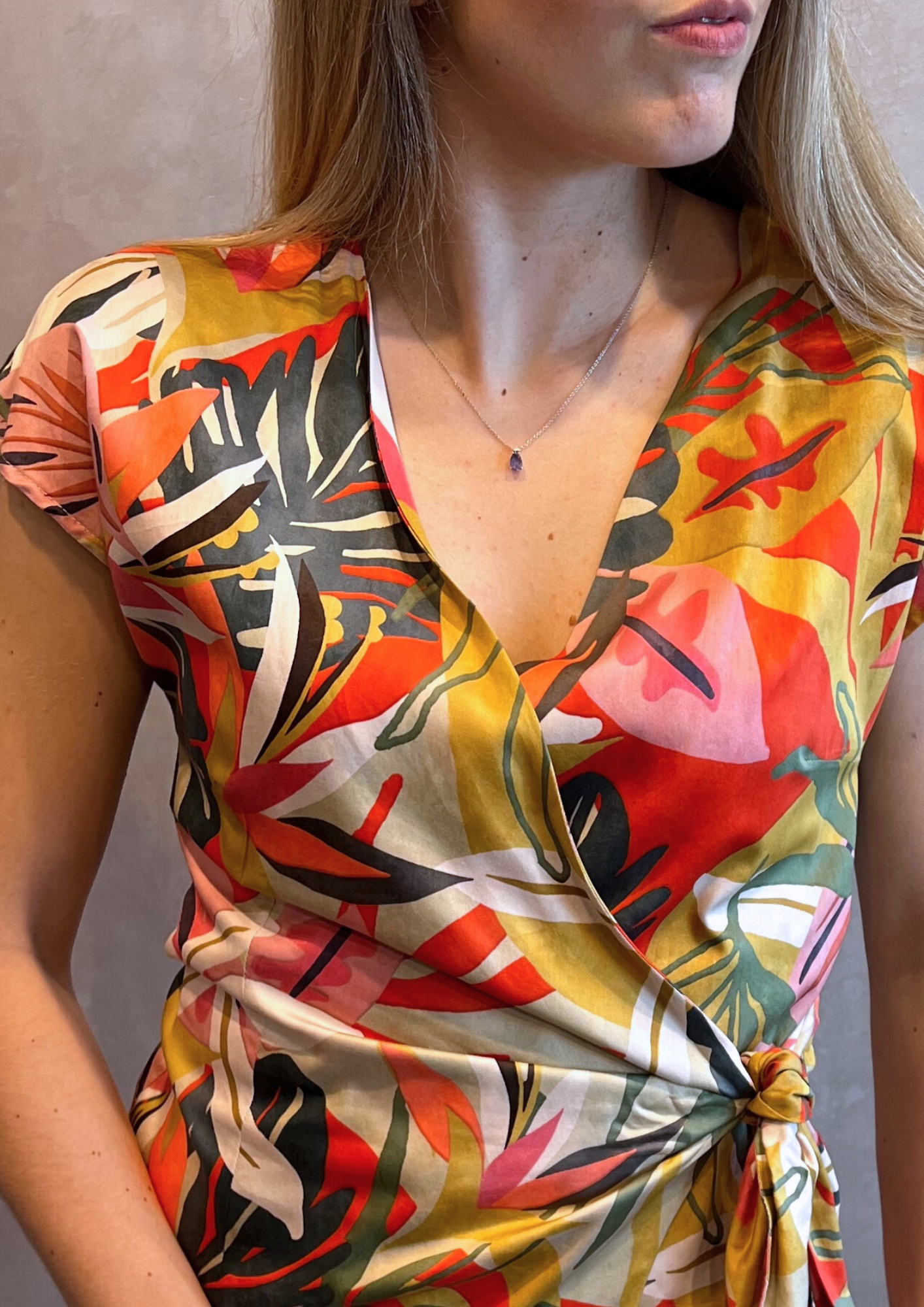 Blusa 100% cotone a portafoglio in fantasia