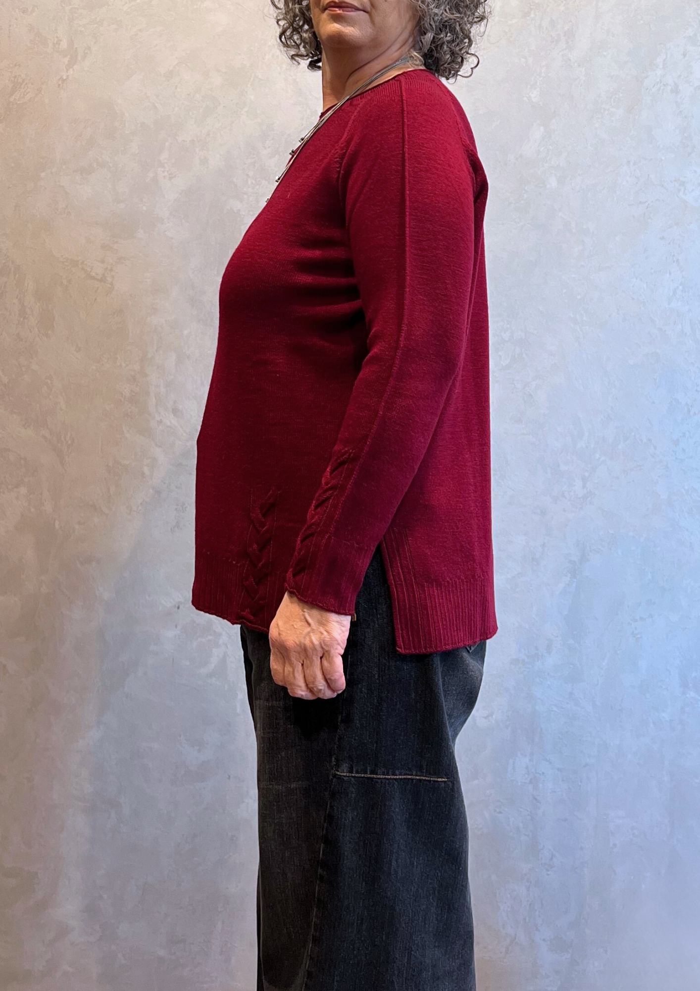 Maglia over in pura lana vergine dettaglio treccia