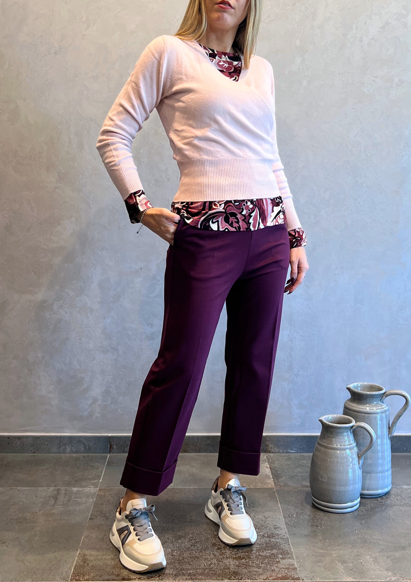 Pantalone in Punto Milano con risvolto