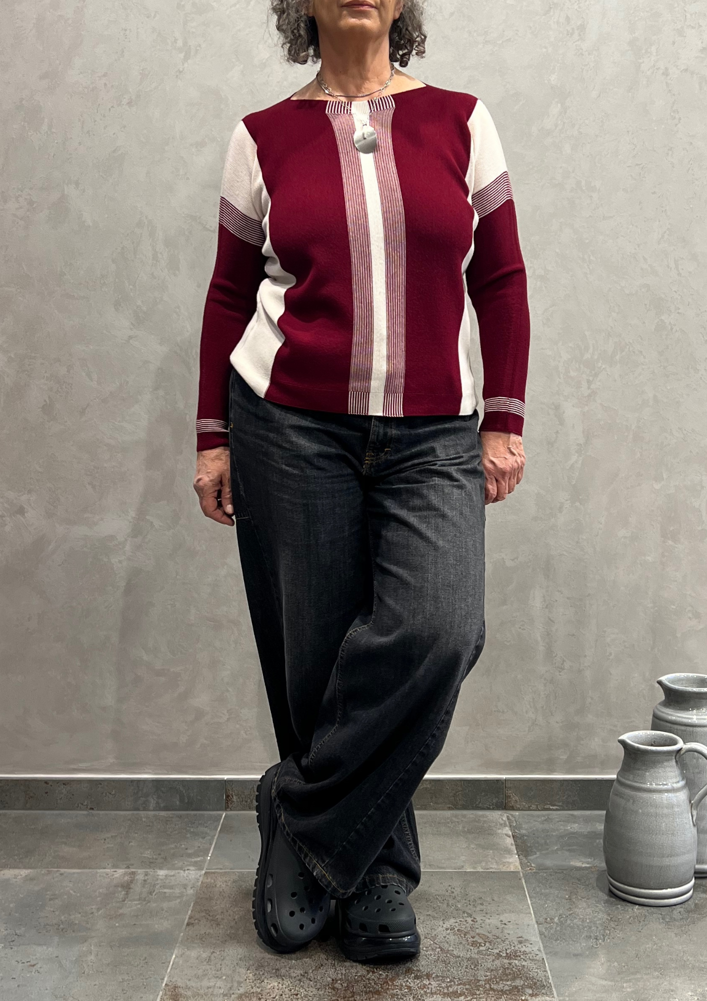 Maglia in pura lana vergine righe mix