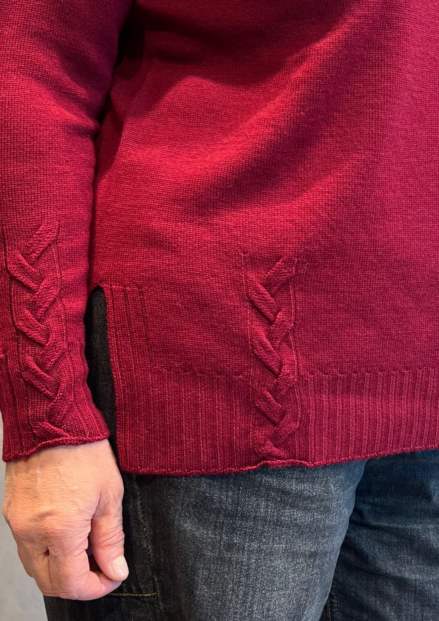 Maglia over in pura lana vergine dettaglio treccia