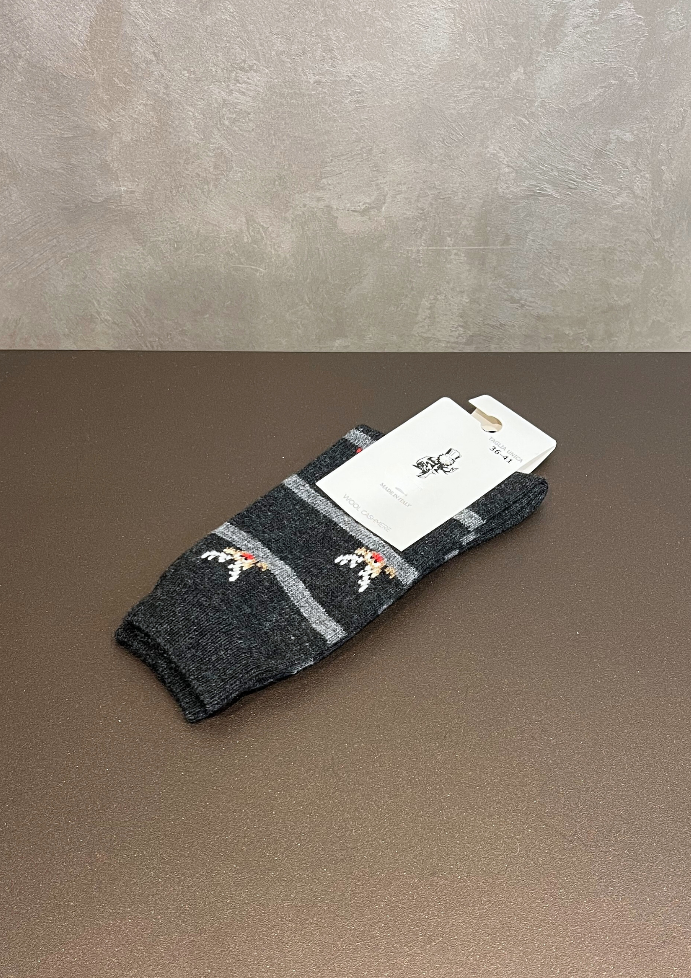 Calzino in lana-cashmere motivo renne