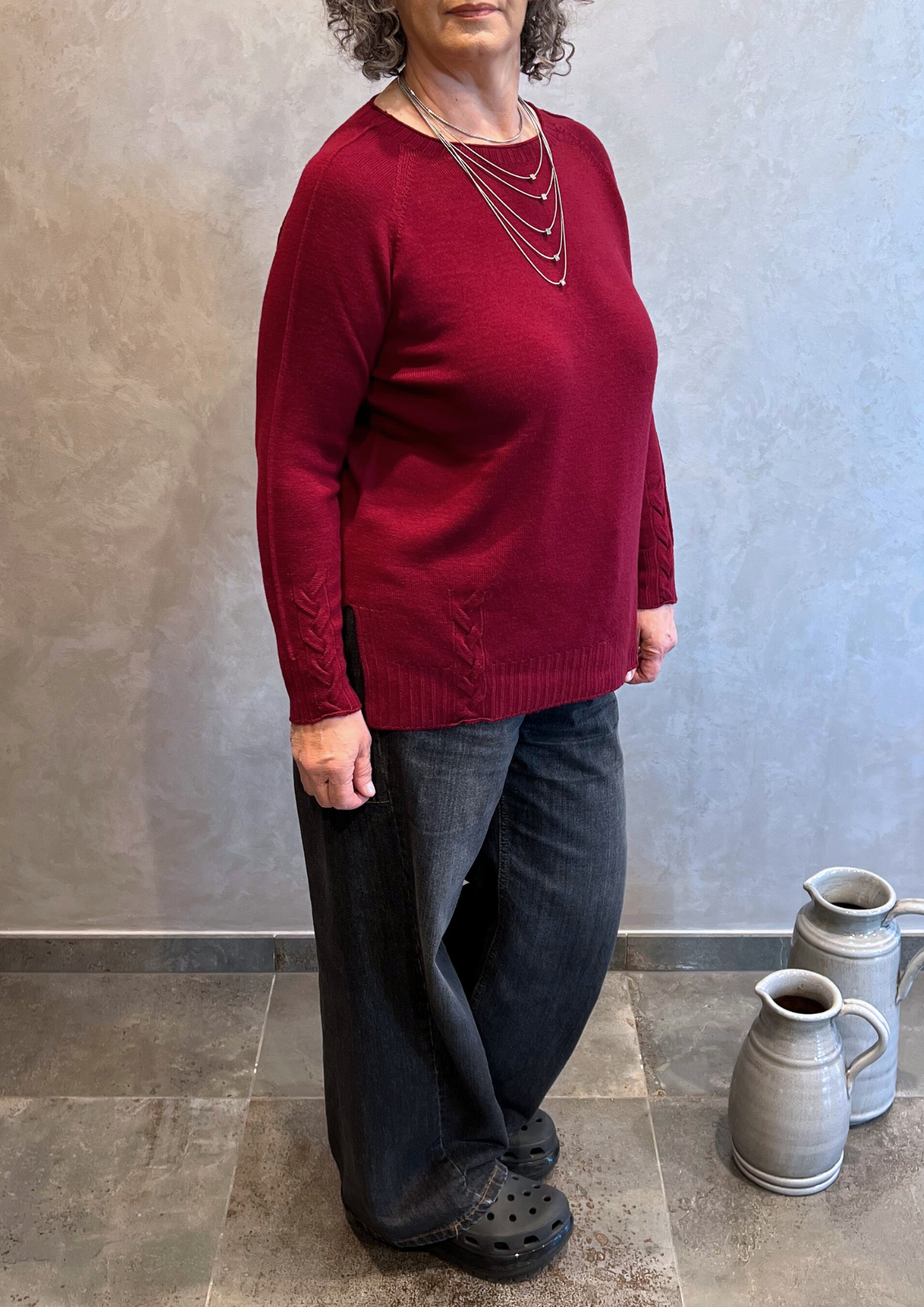 Maglia over in pura lana vergine dettaglio treccia