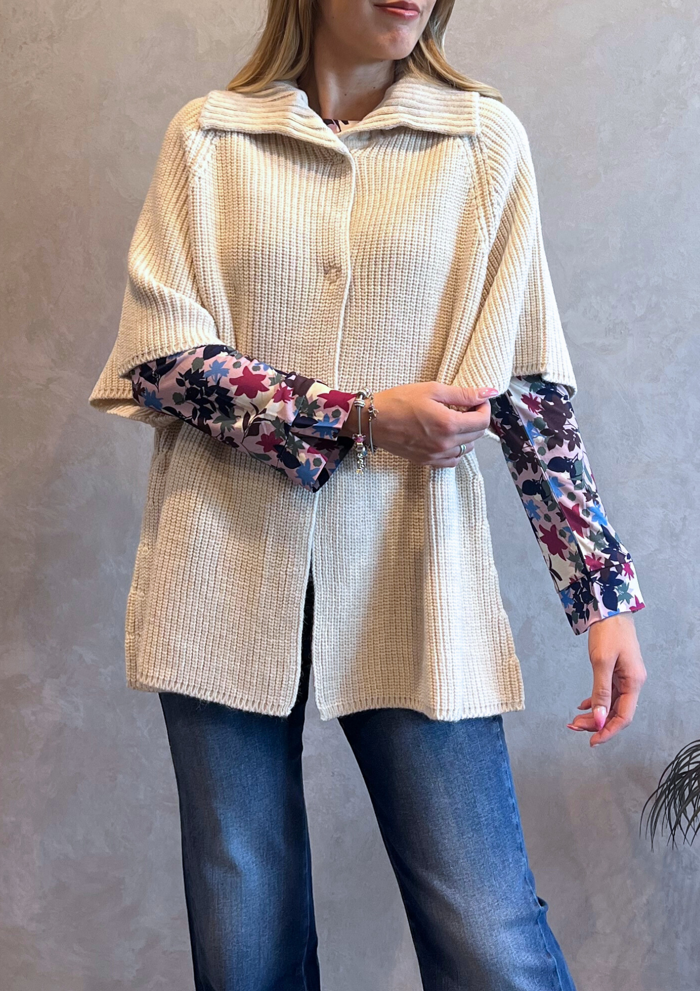 Giacca-cardigan 80% lana con automatici