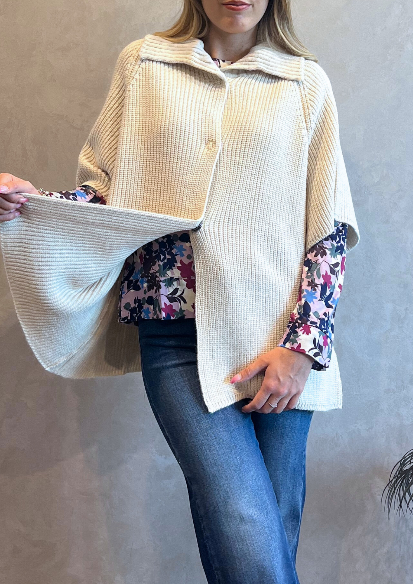 Giacca-cardigan 80% lana con automatici