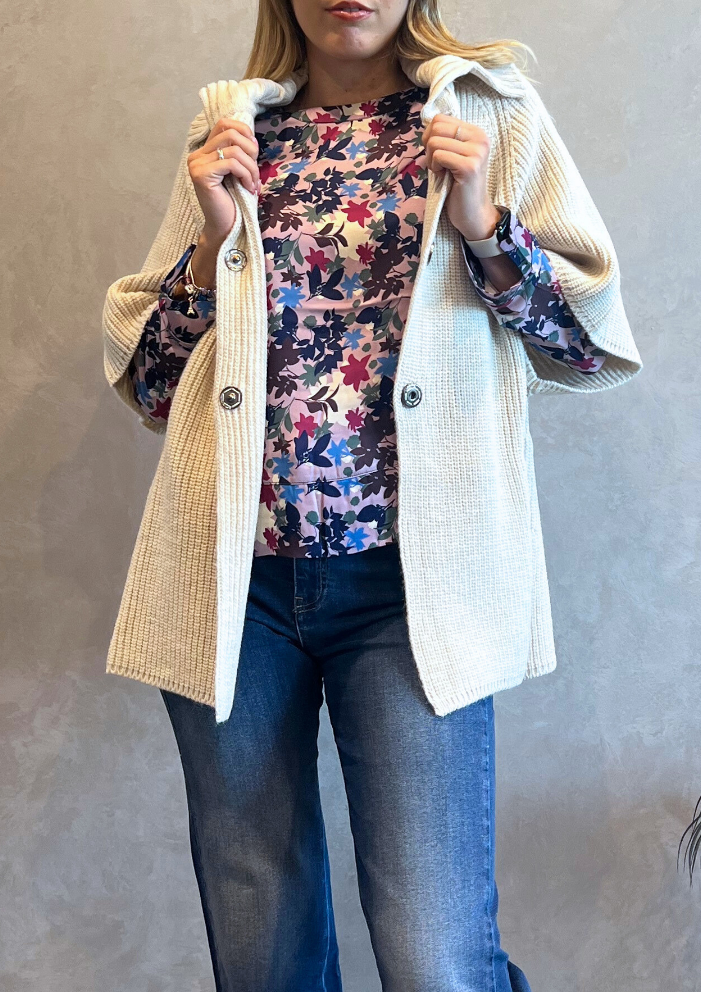 Giacca-cardigan 80% lana con automatici