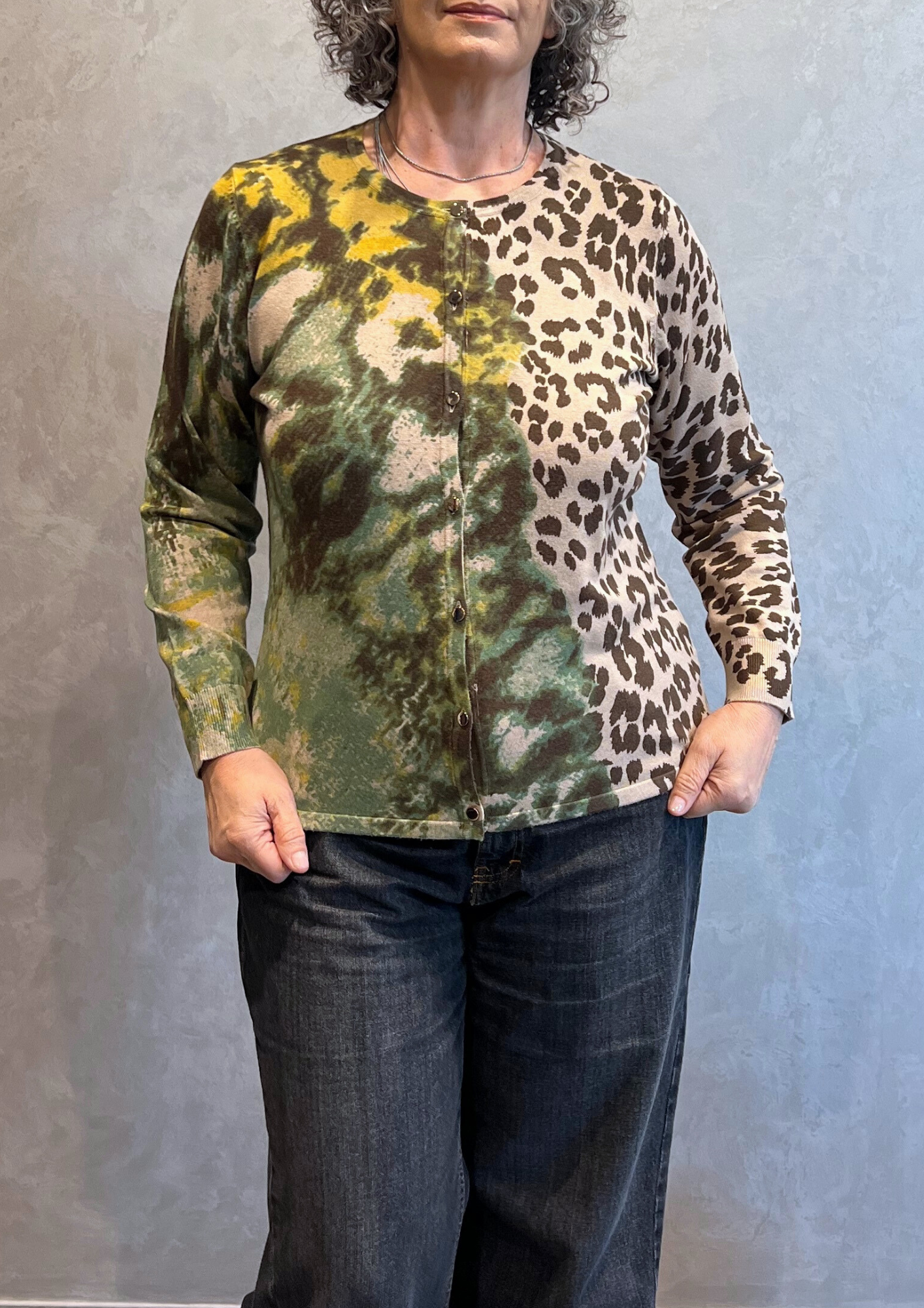 Golfino in viscosa felpata fantasia animalier