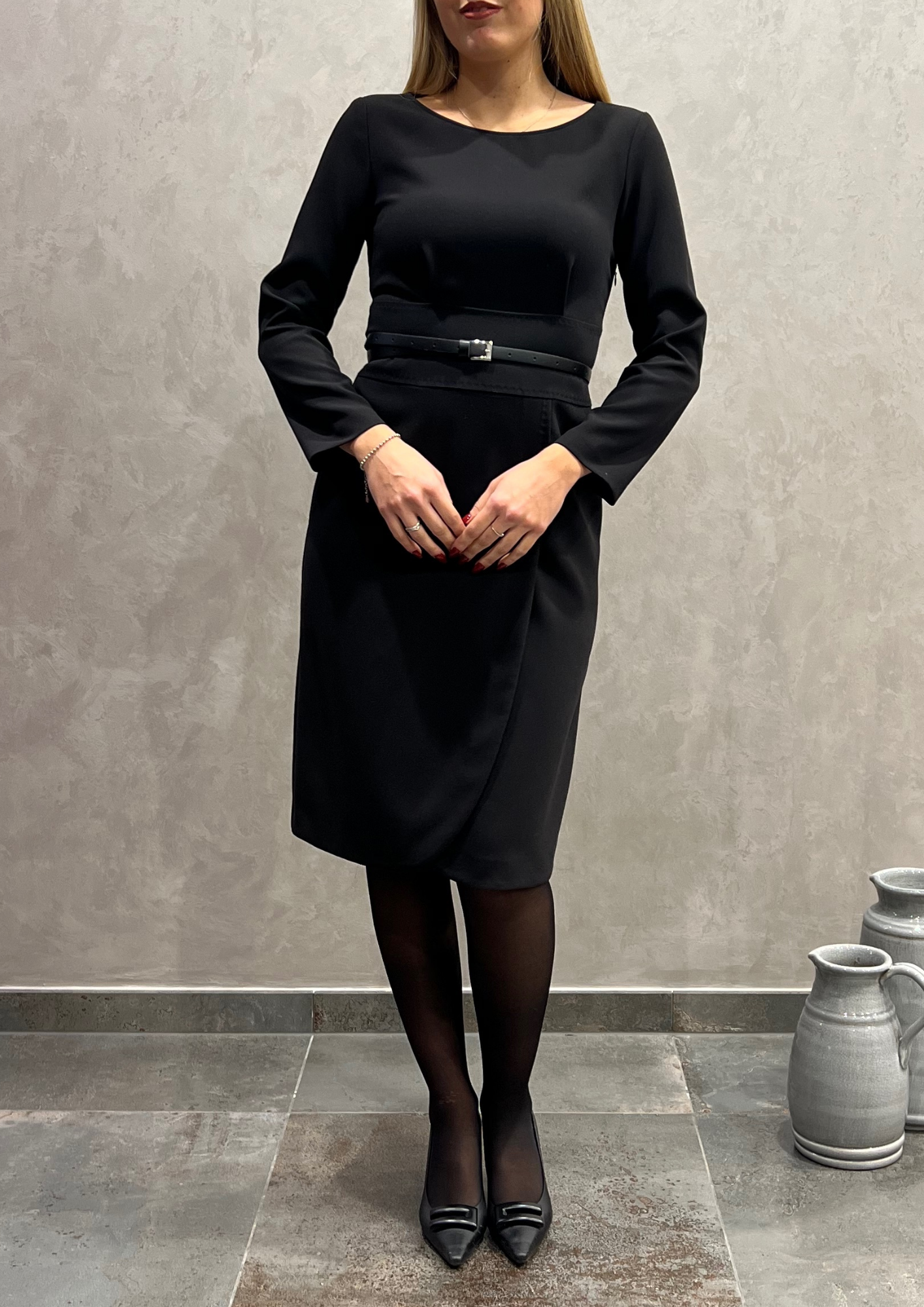 Abito tubino longuette tulipano con cinturina