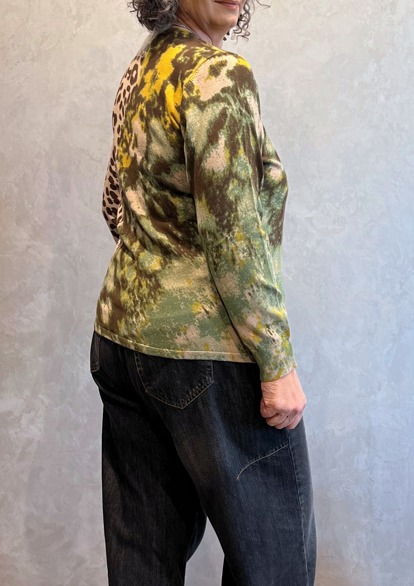 Golfino in viscosa felpata fantasia animalier