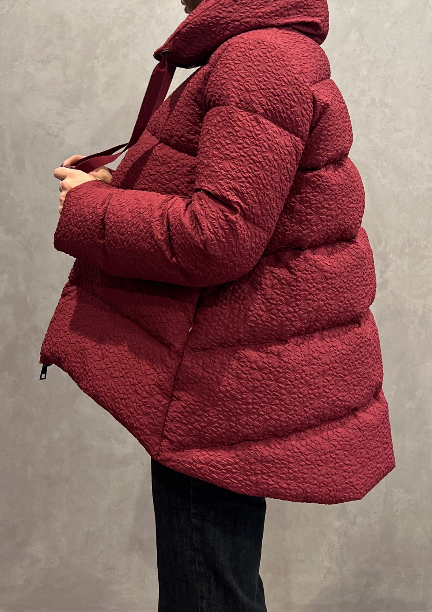 Piumino puffer corto in vera piuma