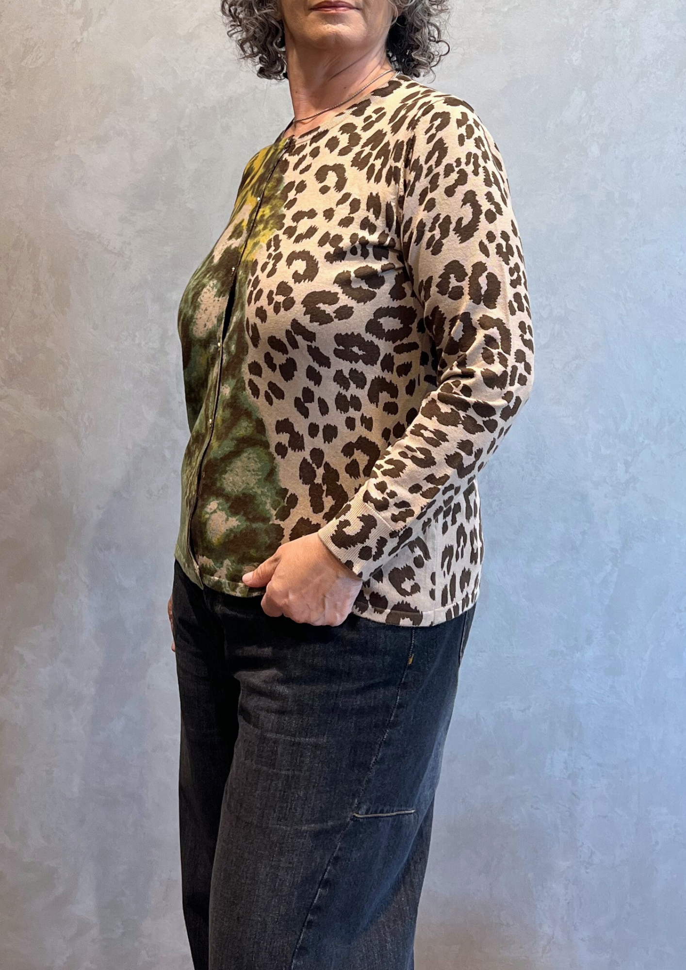 Golfino in viscosa felpata fantasia animalier