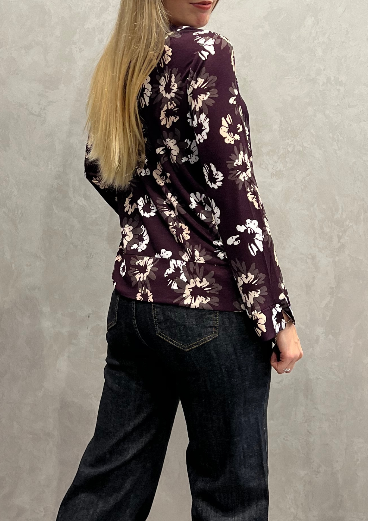 Blusa bimaterica in fantasia floreale