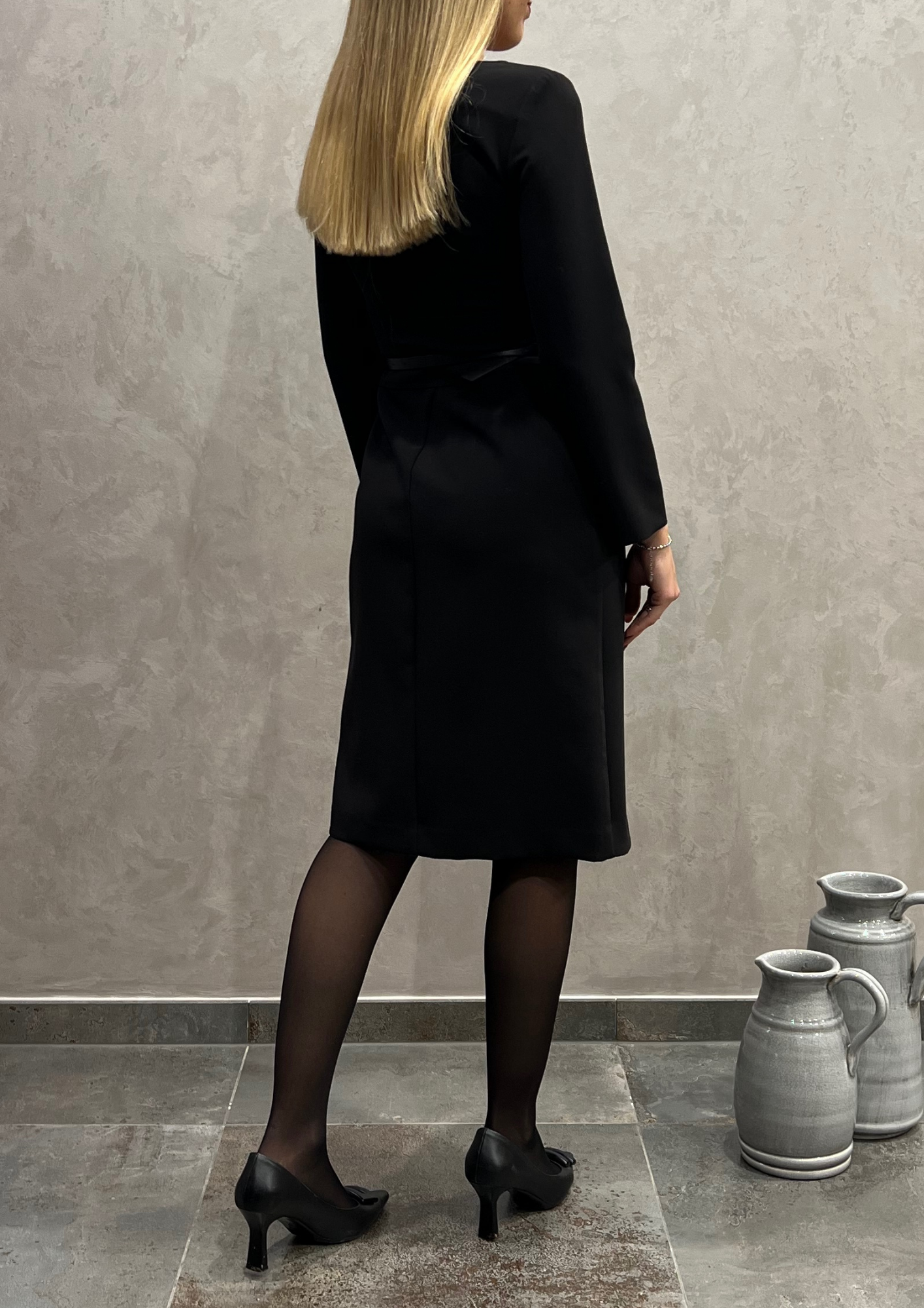 Abito tubino longuette tulipano con cinturina