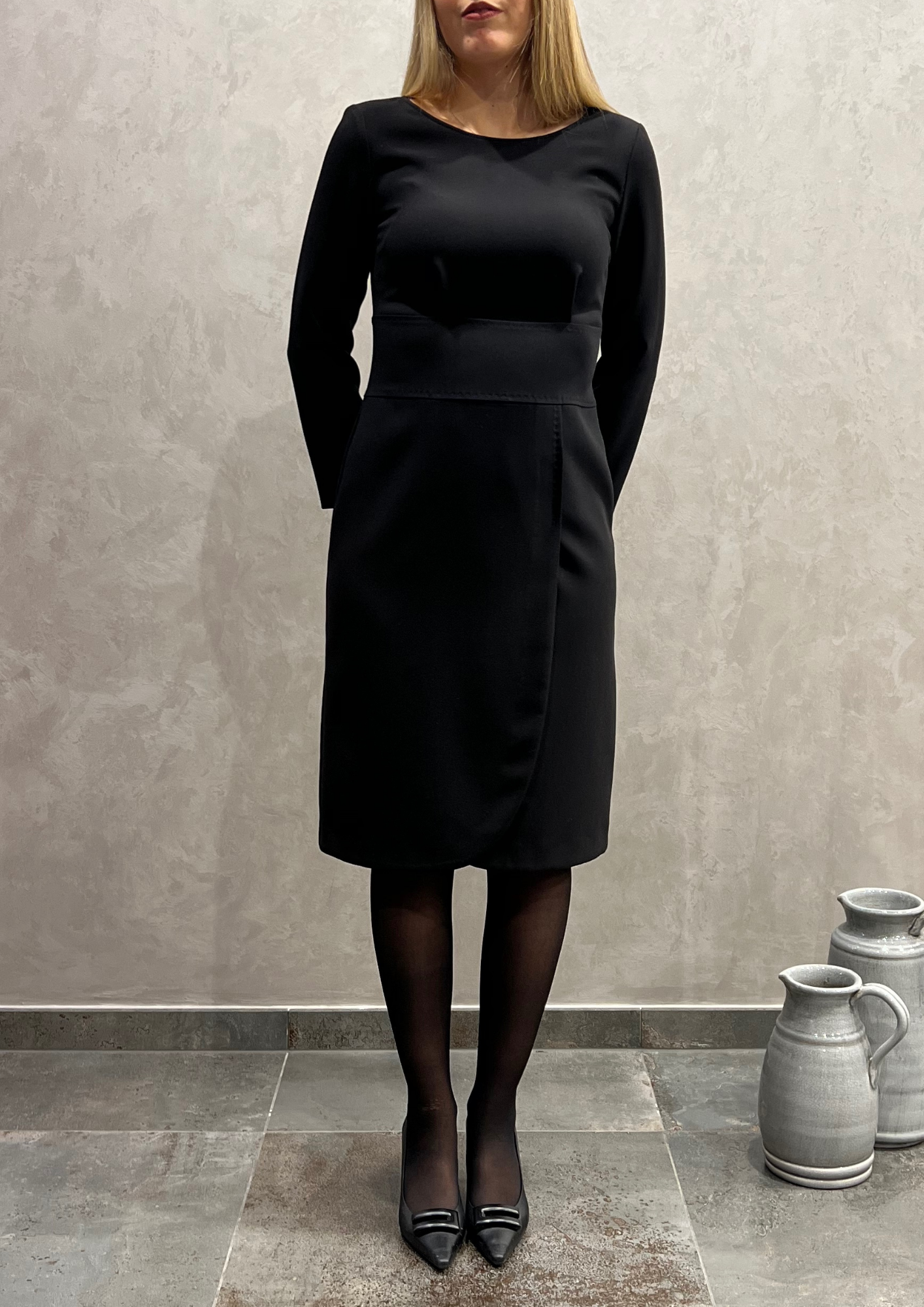 Abito tubino longuette tulipano con cinturina