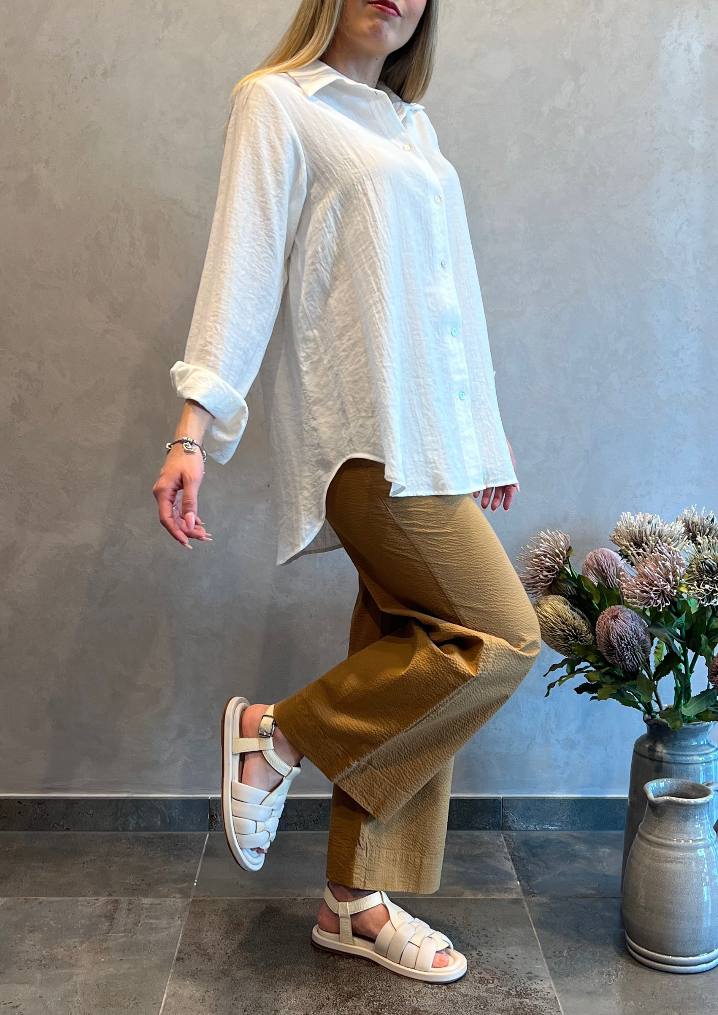 Camicia in viscosa goffrata