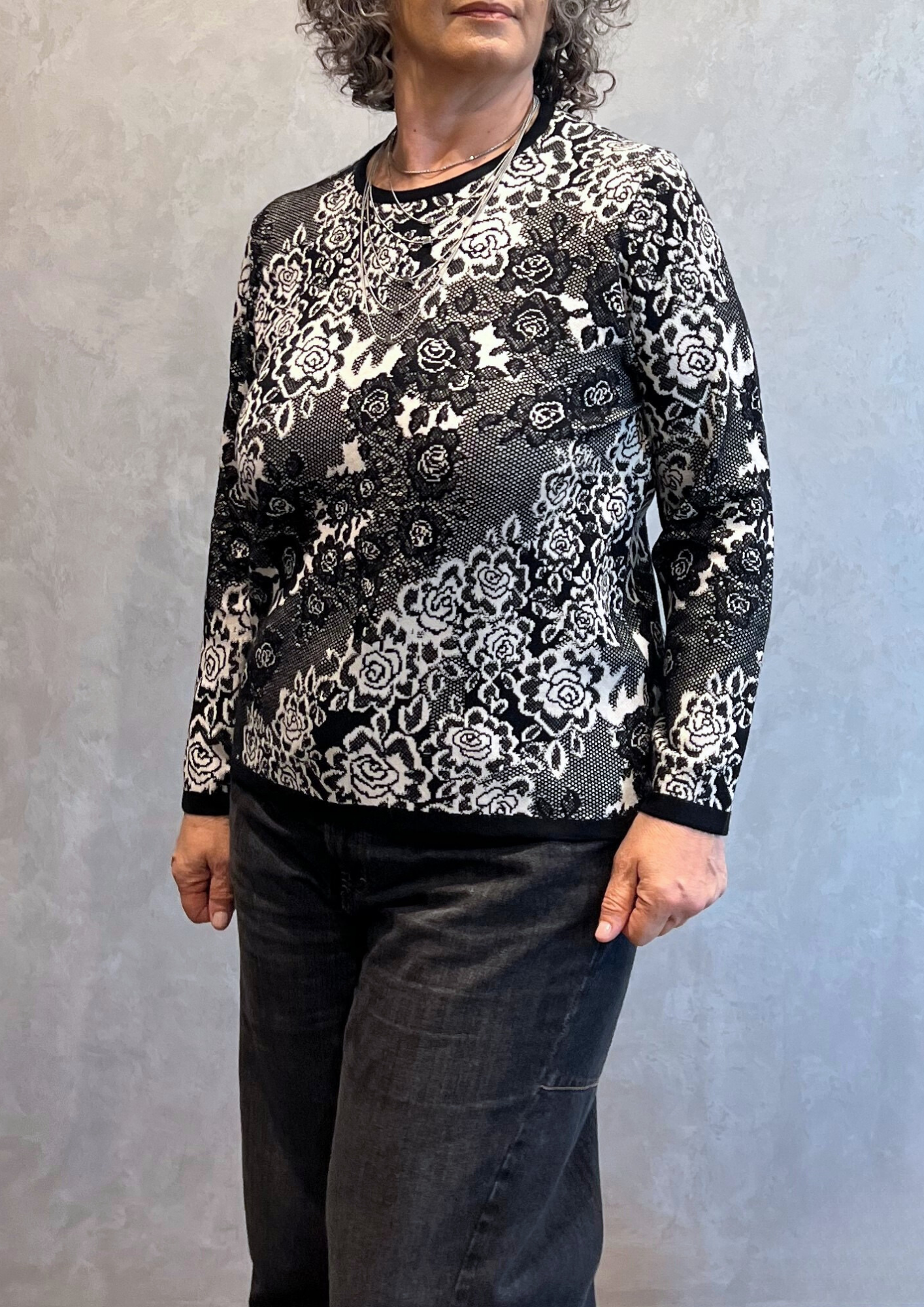 Maglia in viscosa felpata fantasia in trama