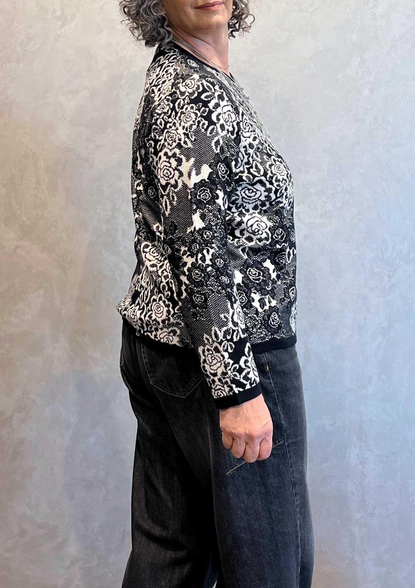 Maglia in viscosa felpata fantasia in trama