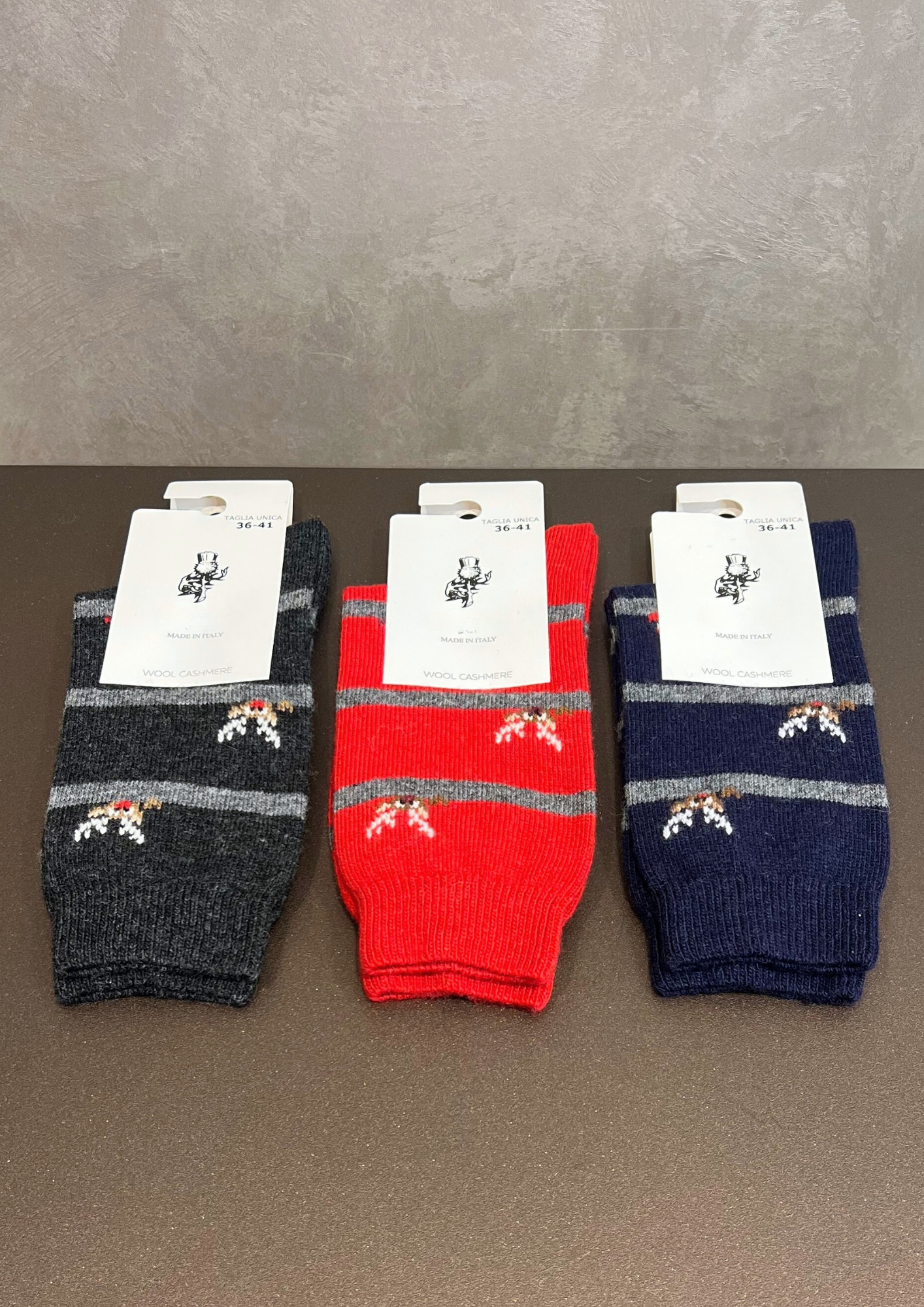 Calzino in lana-cashmere motivo renne