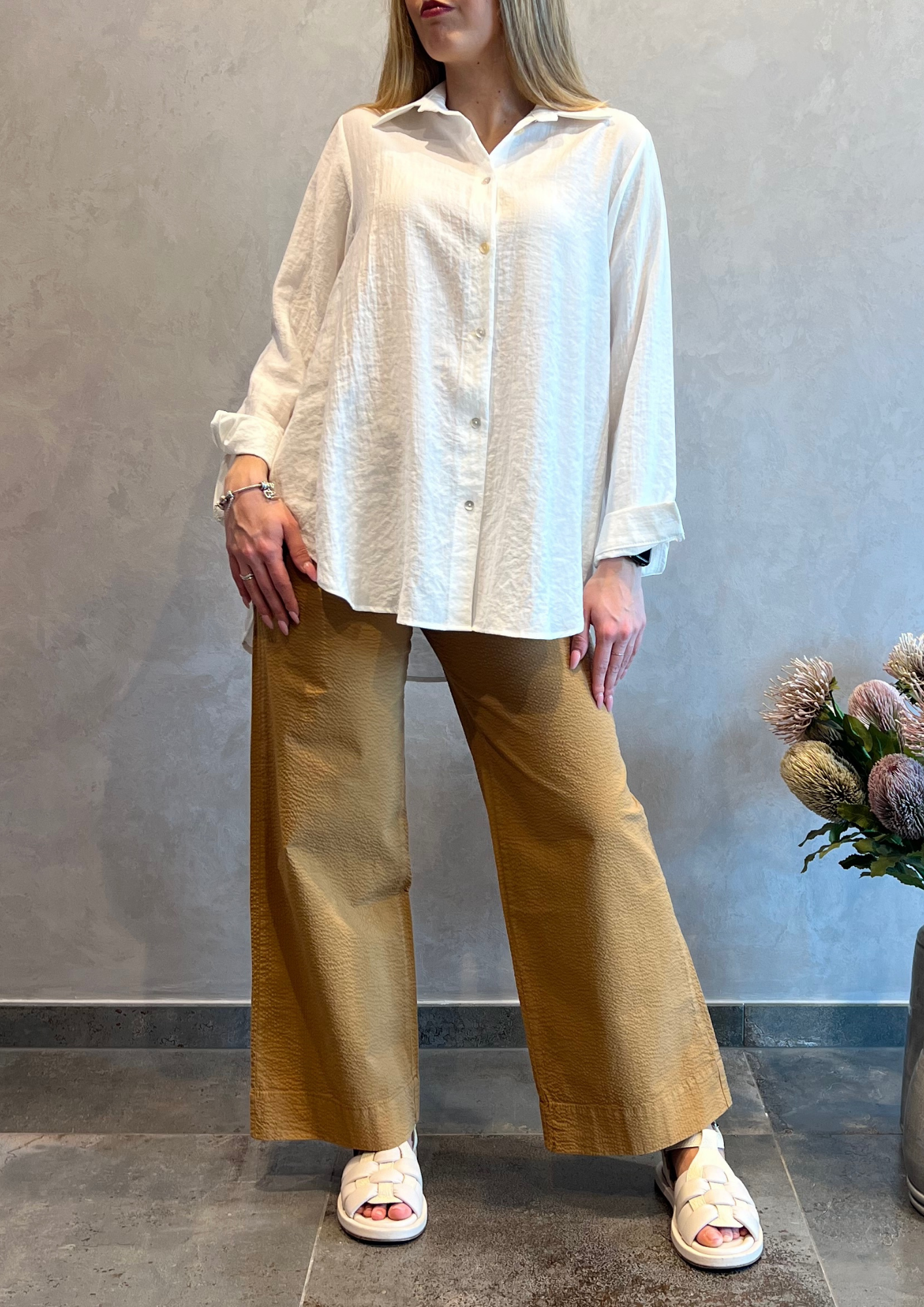 Camicia in viscosa goffrata