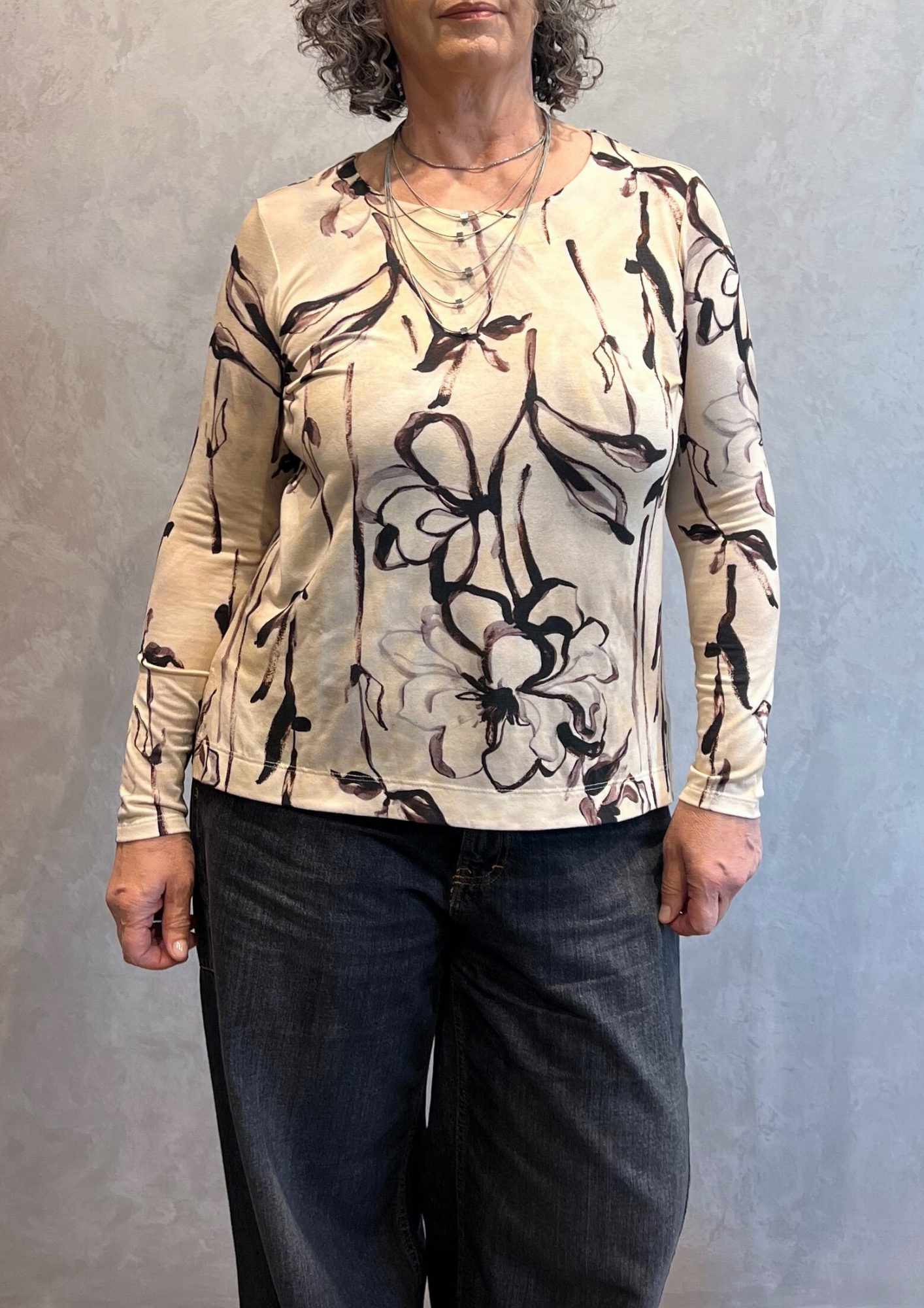 T-shirt in jersey di viscosa fantasia