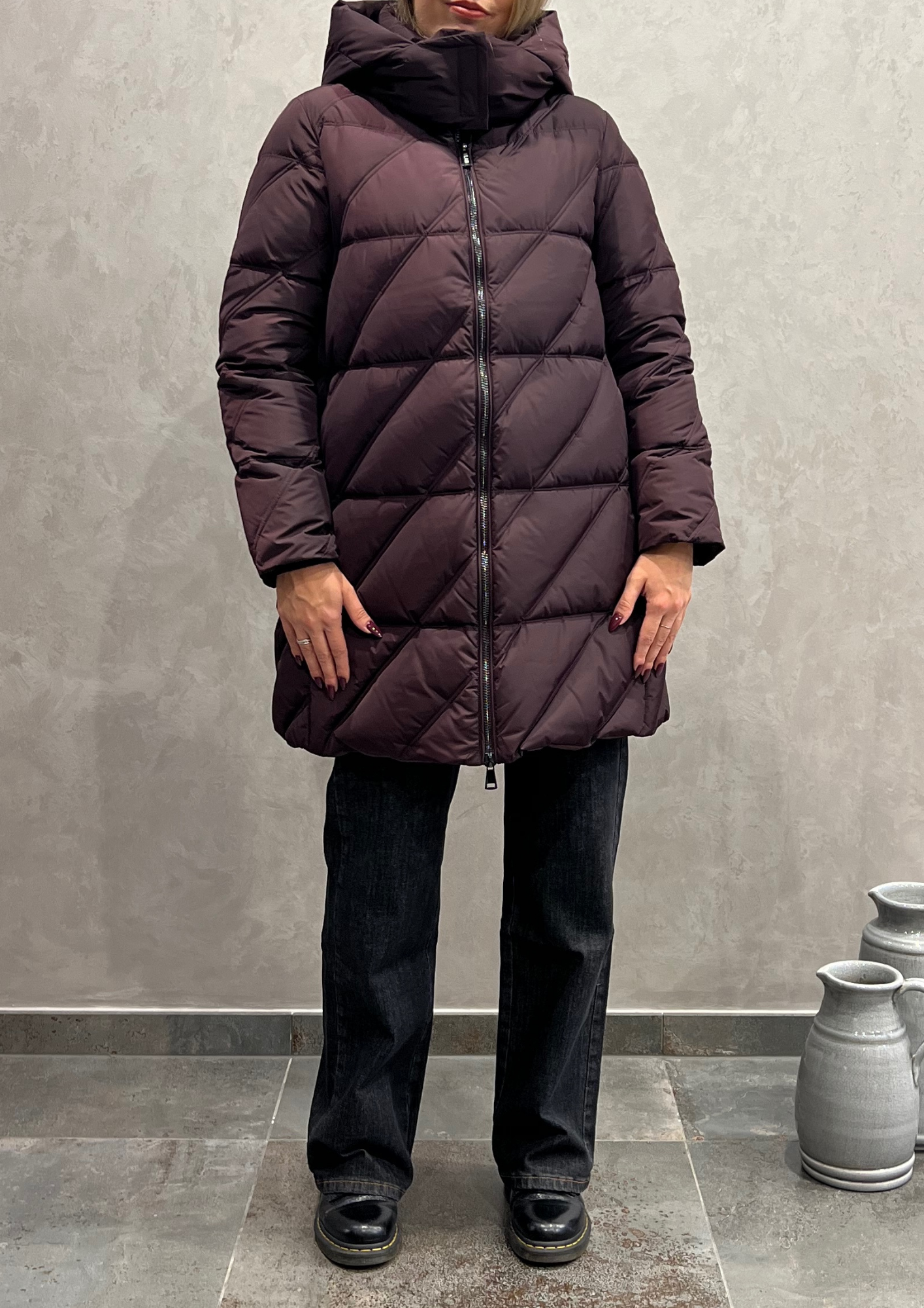 Piumino A shape in vera piuma