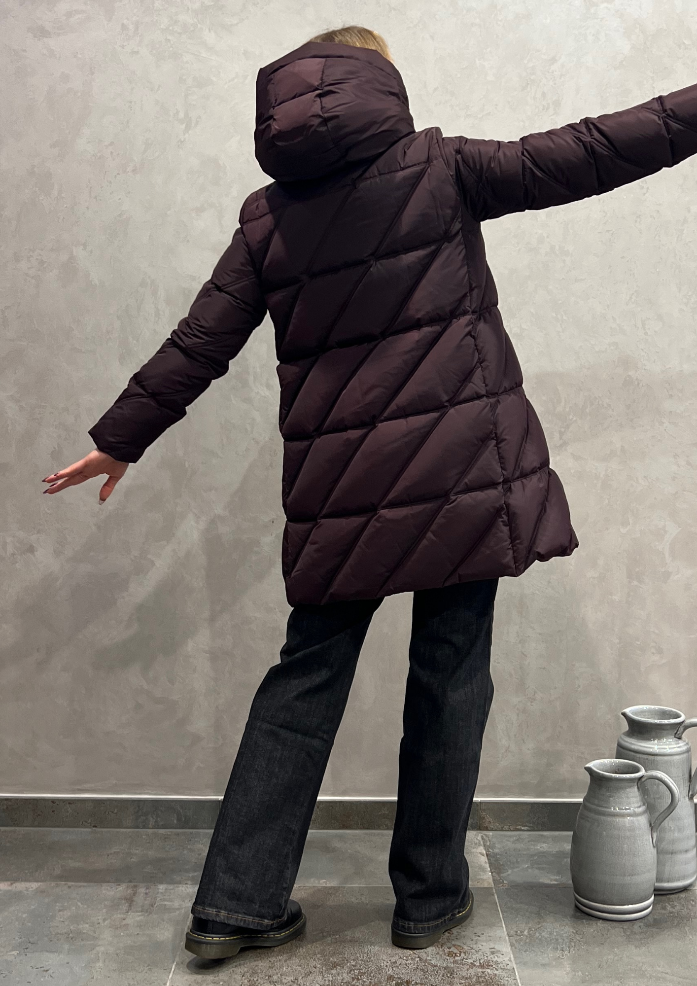 Piumino A shape in vera piuma