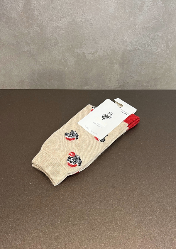 Calzino in lana-cashmere motivo cagnolino