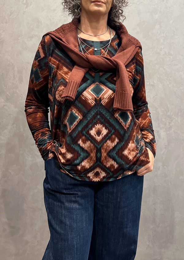 T-shirt in jersey di viscosa fantasia