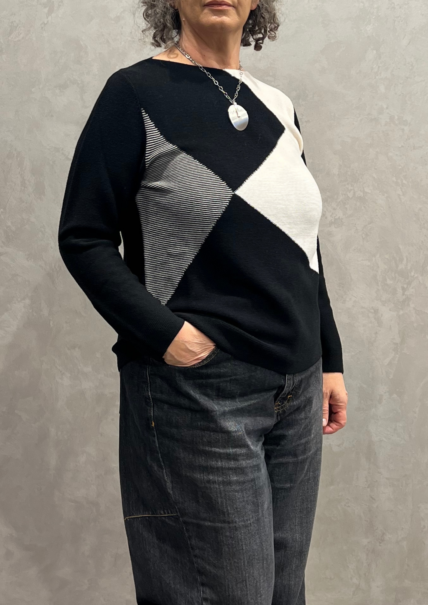 Maglia in pura lana vergine zig-zag mix