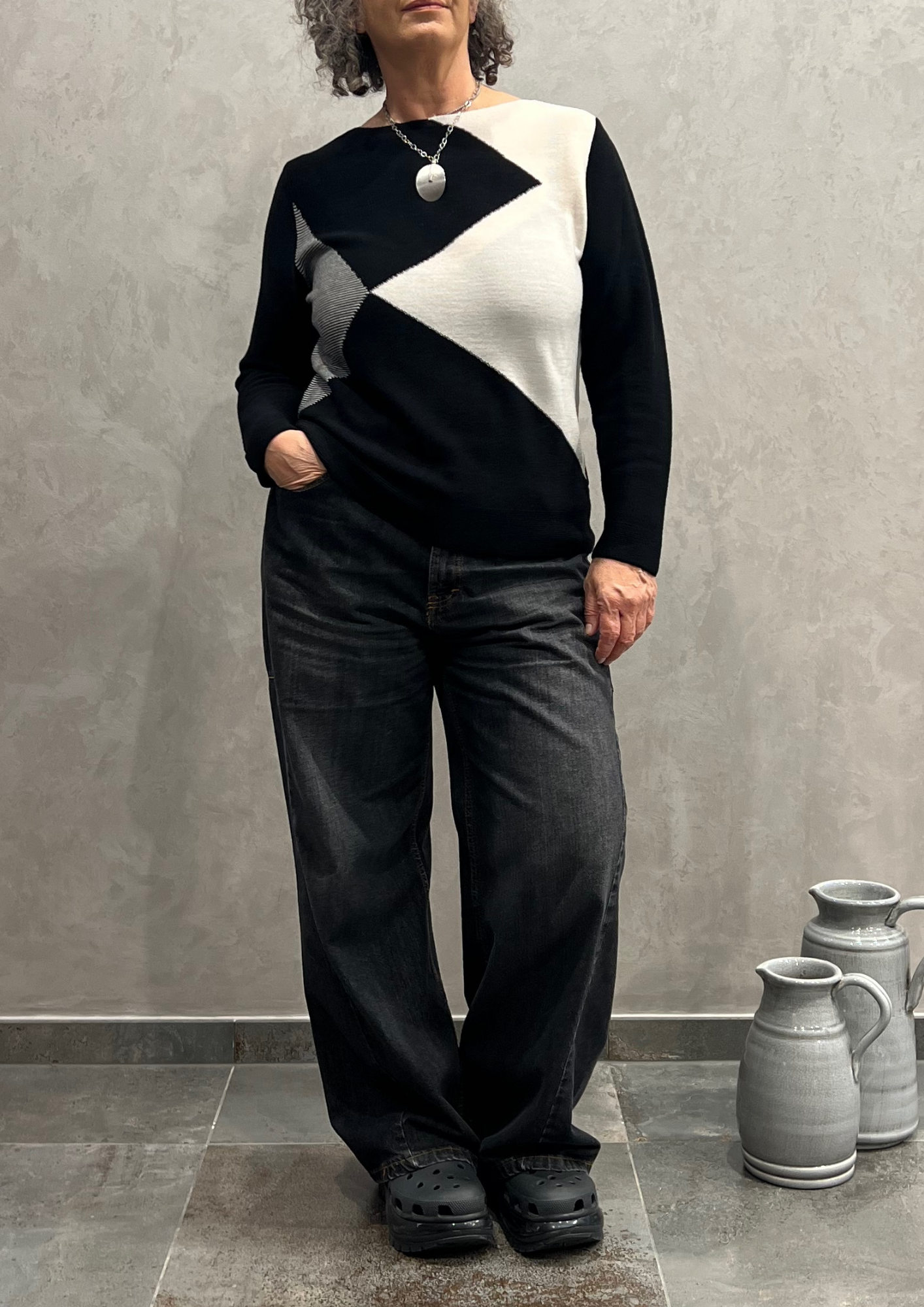 Maglia in pura lana vergine zig-zag mix