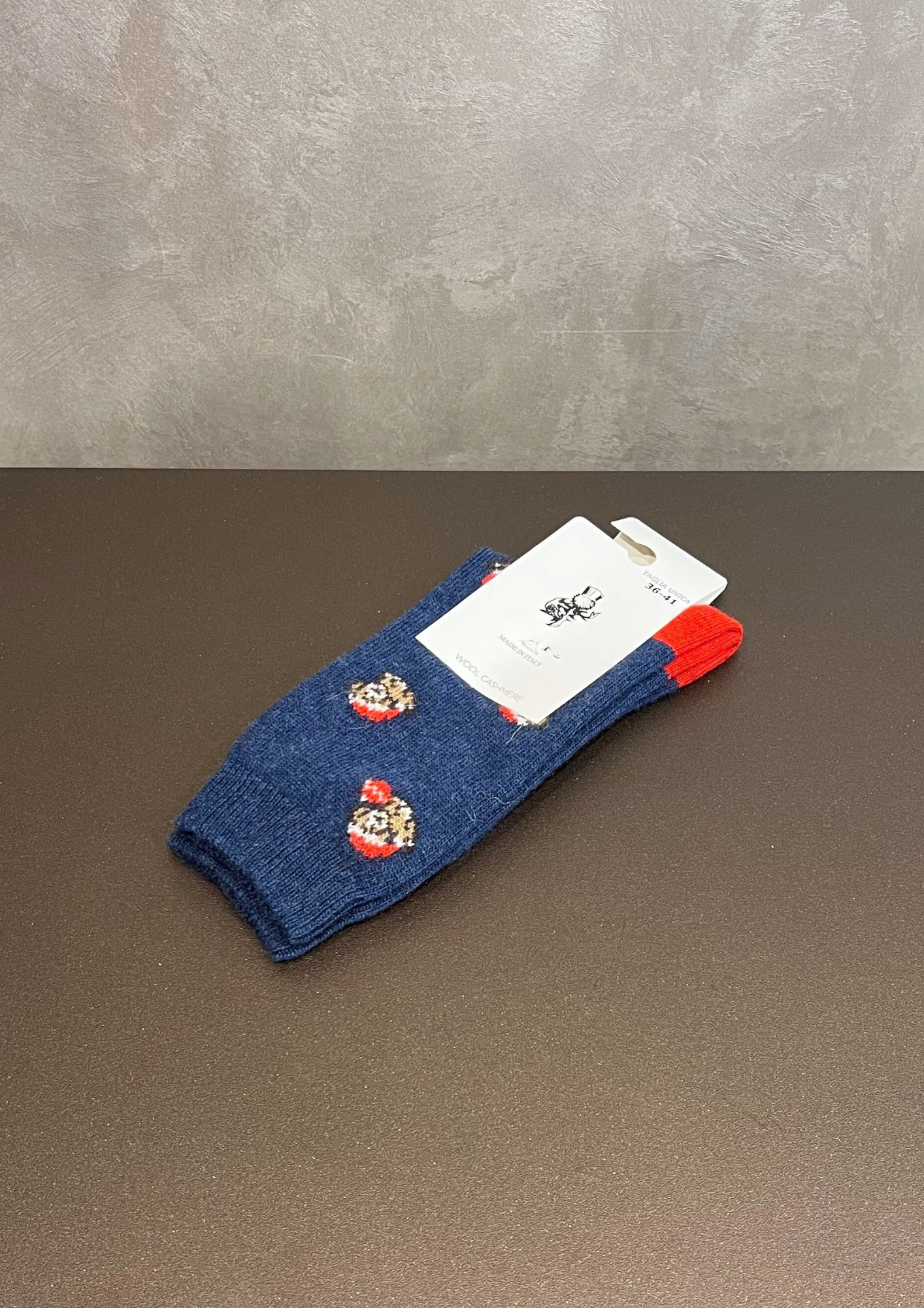 Calzino in lana-cashmere motivo cagnolino