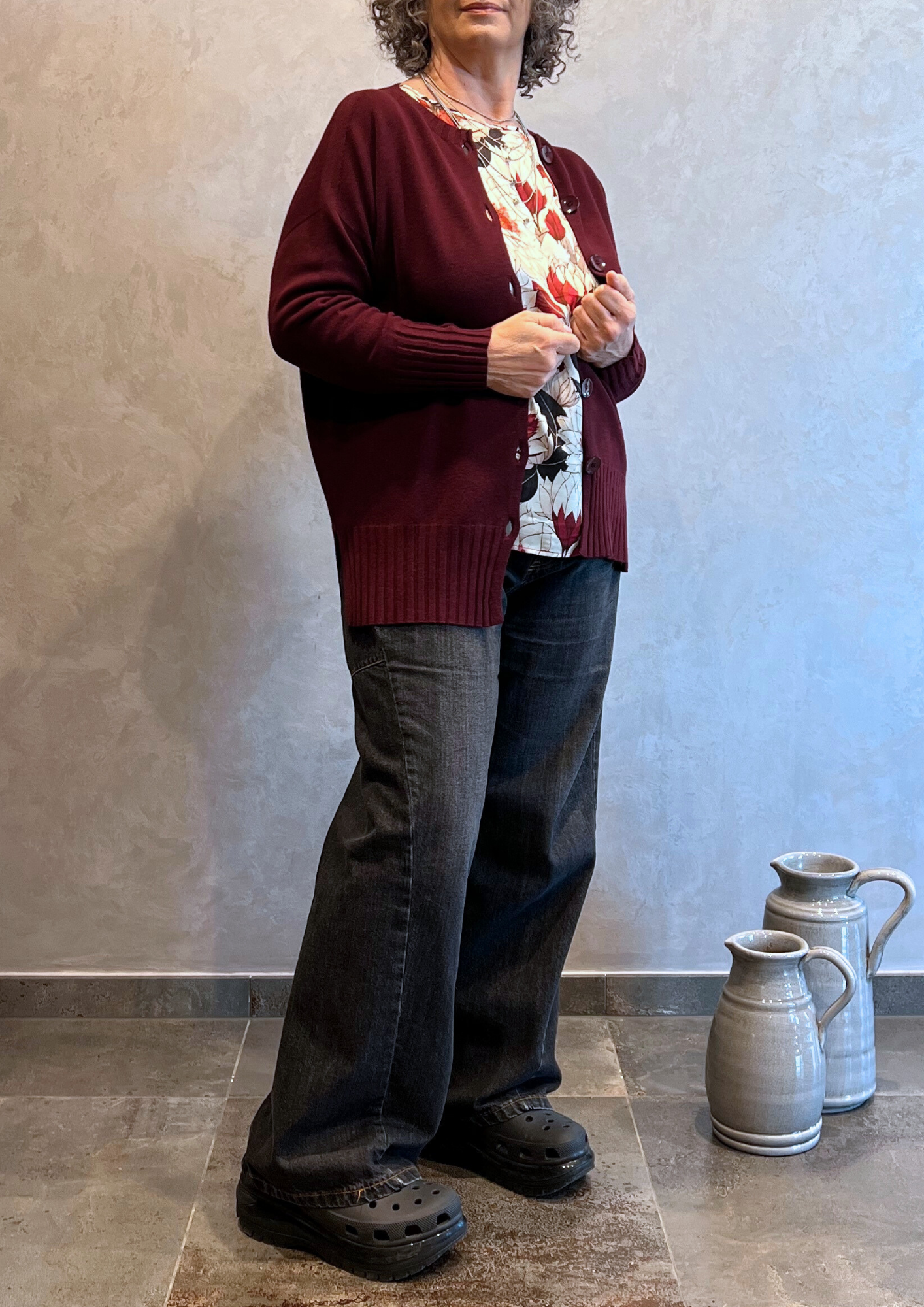 Blusa bimaterica morbida in fantasia floreale