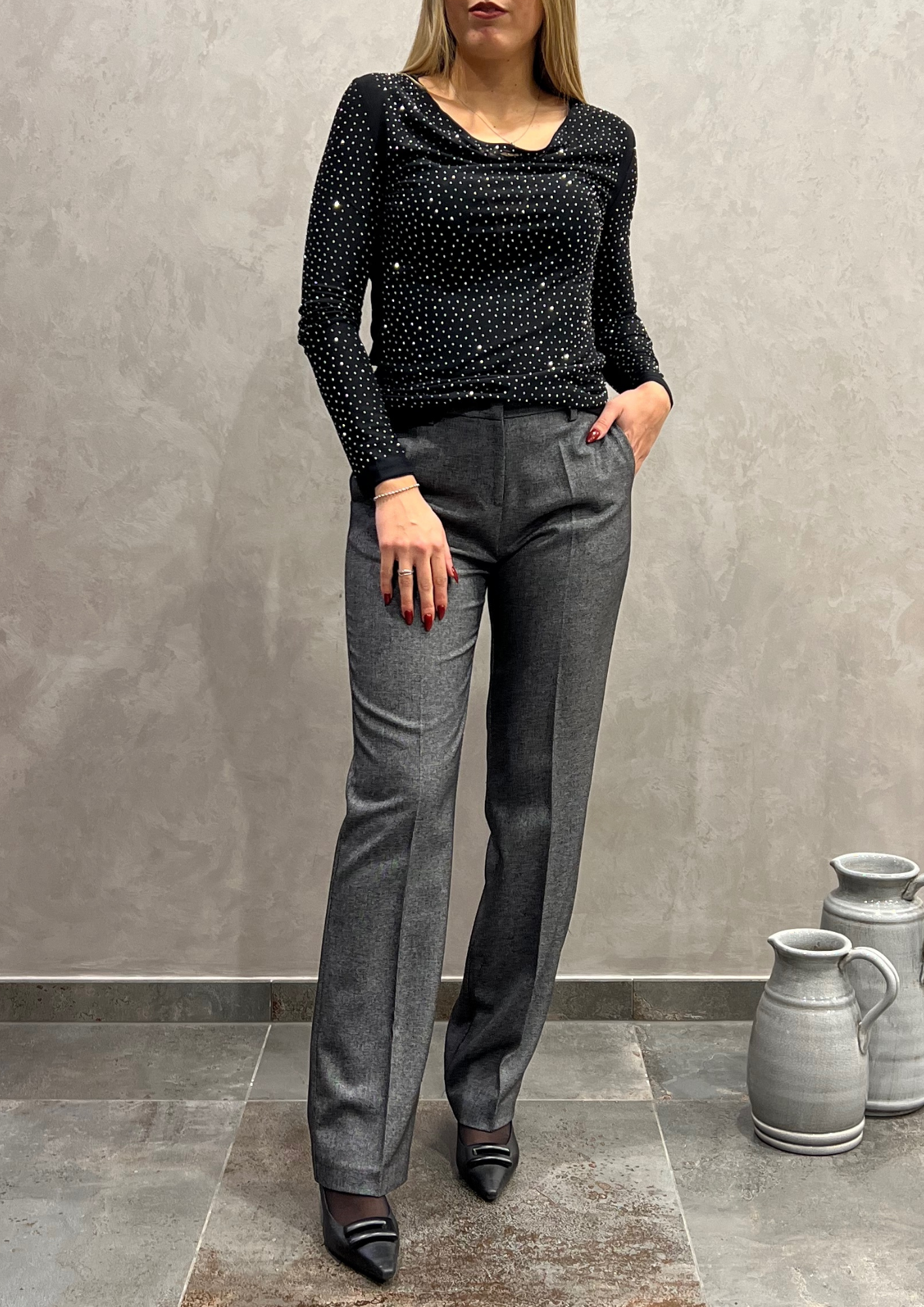 Pantalone sartoriale taglio dritto mélange