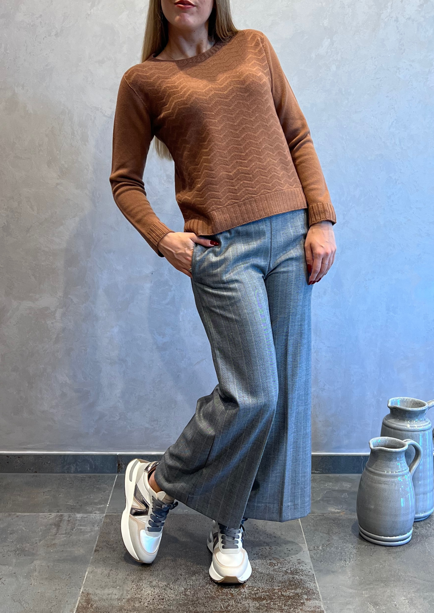 Pantalone culotte calda viscosa Principe di Galles
